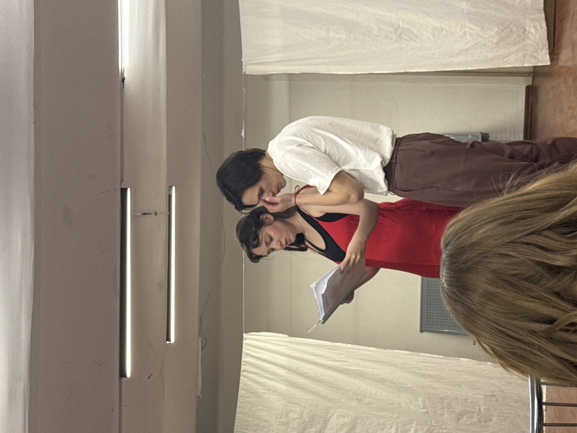 Couple observed in intimate indoor moment in Moscow