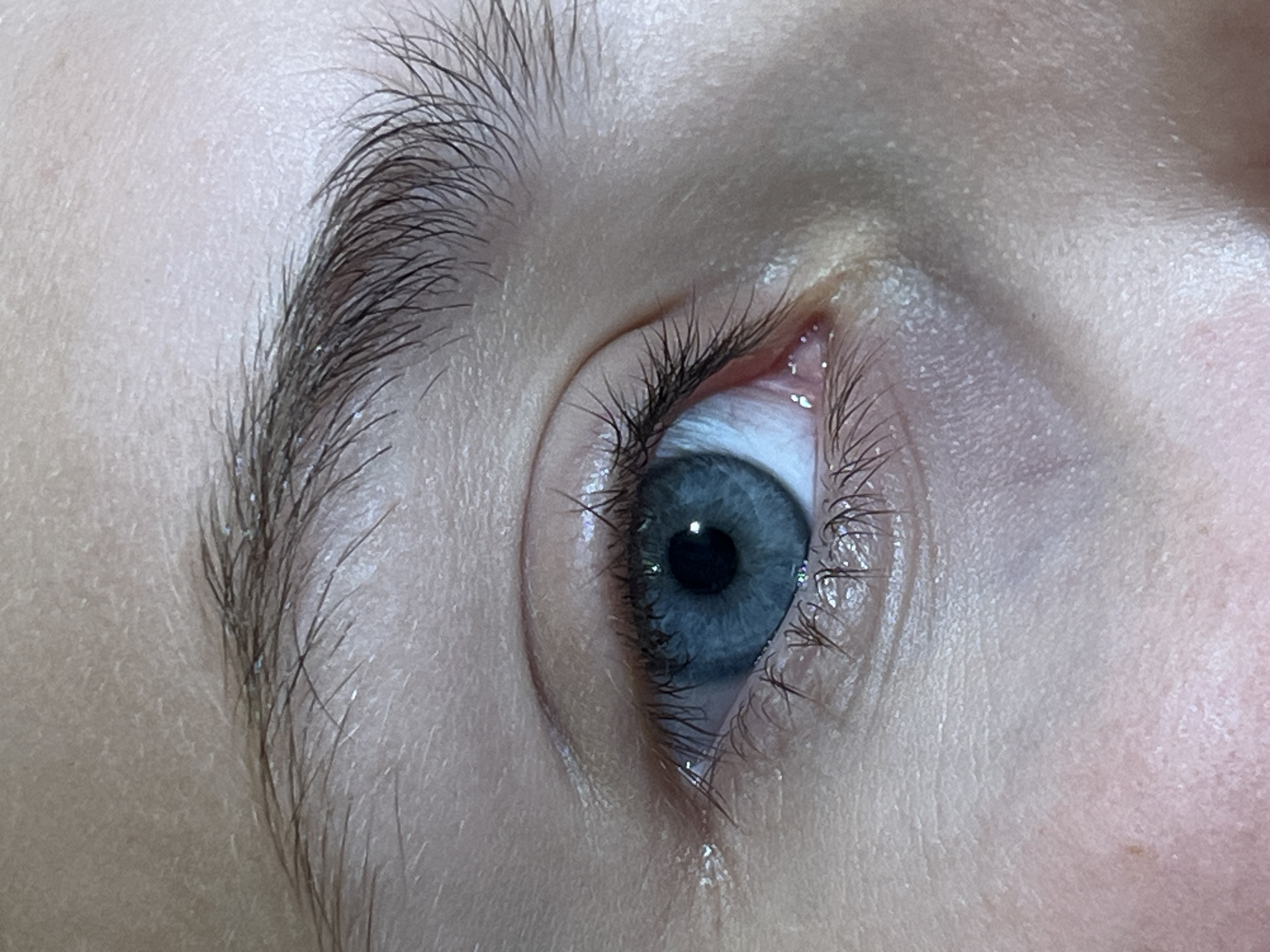 Forensic close-up of blue eye in Saint Petersburg
