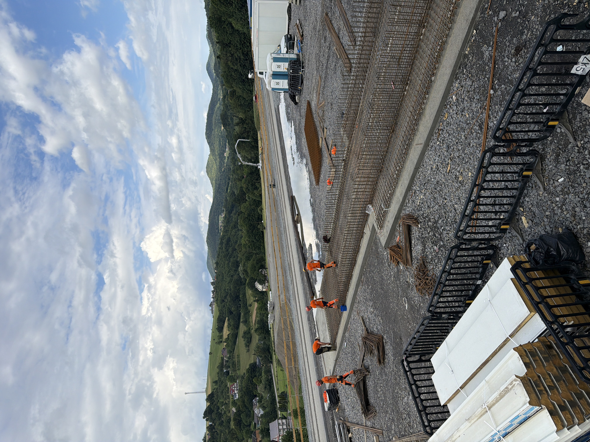 Roofing and panel work at a construction site in Jodłownik