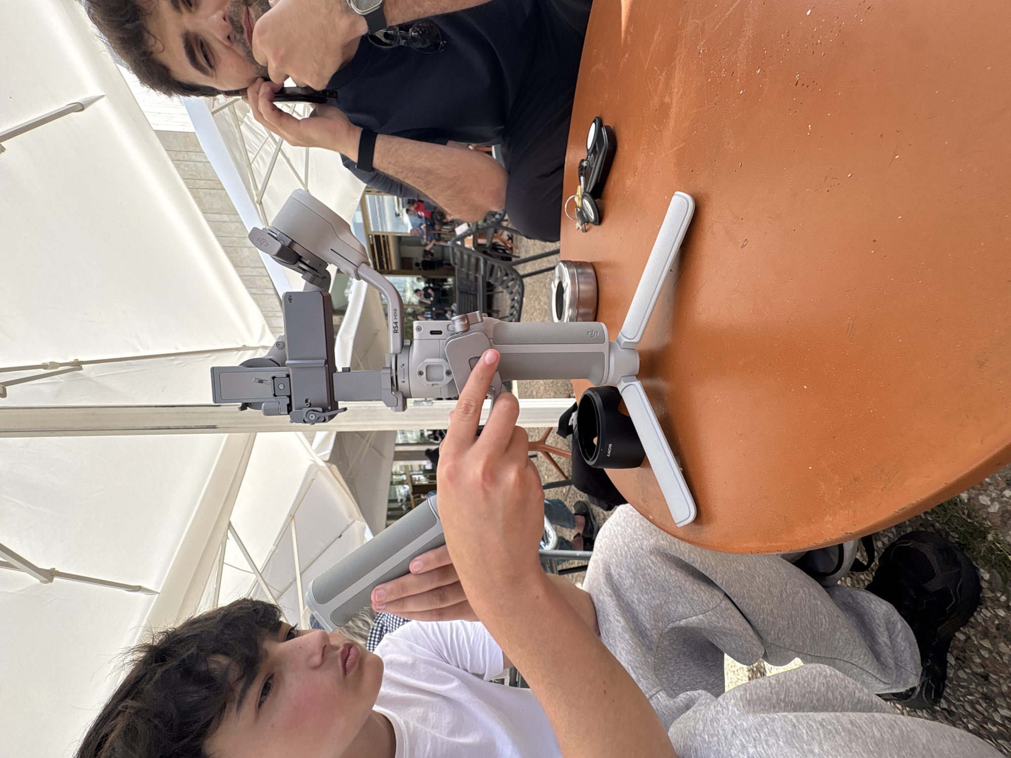Film crew operates gimbal equipment in Tel Aviv