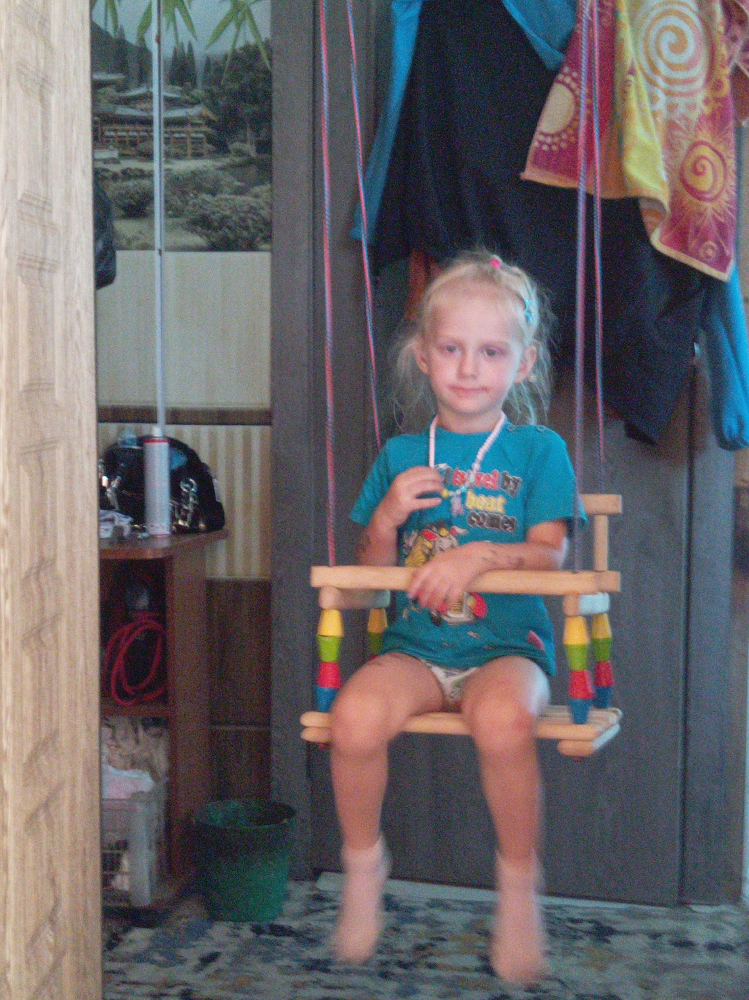 Quiet afternoon playtime at home in Artyom, Russia