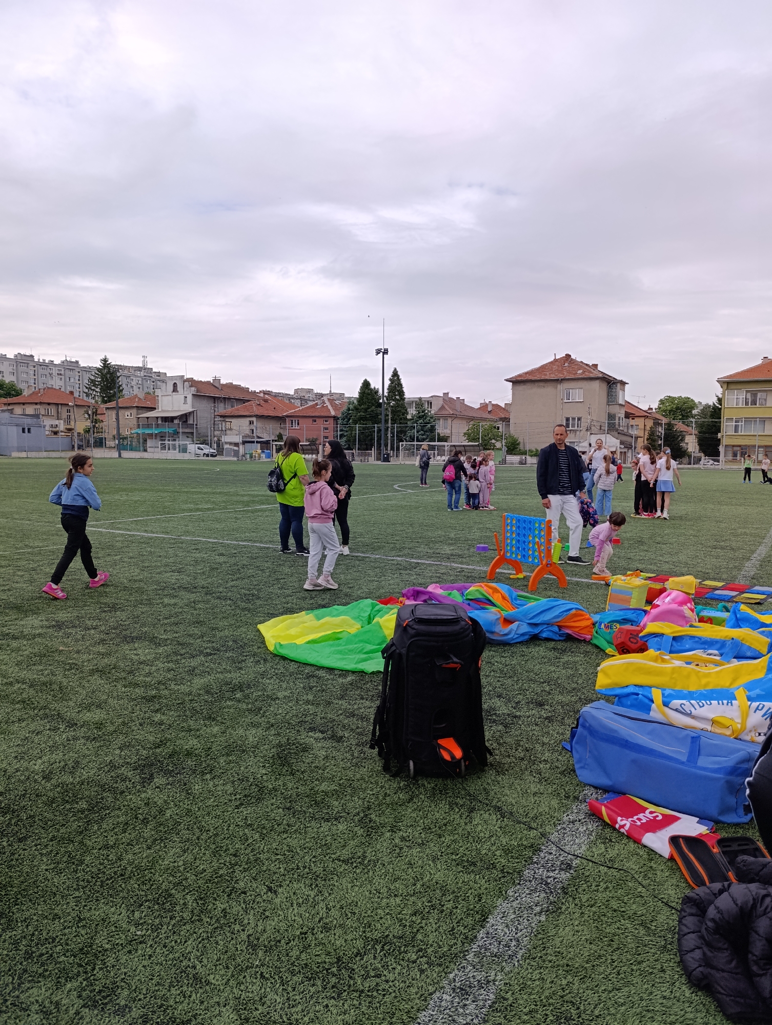 Children create mosaic art in outdoor workshop in Ruse