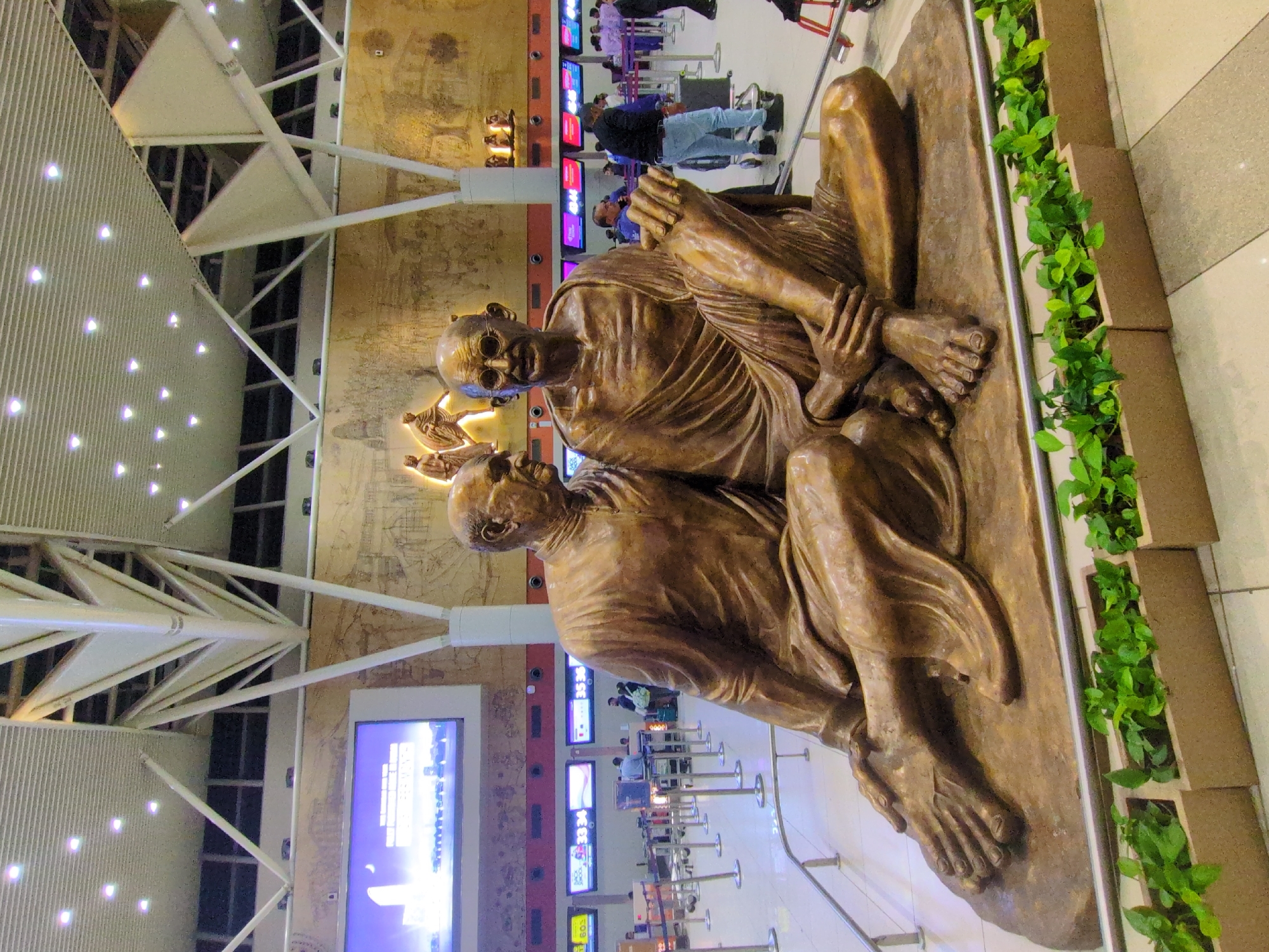 Bronze Gandhi-Nehru statue anchors Ahmedabad airport terminal