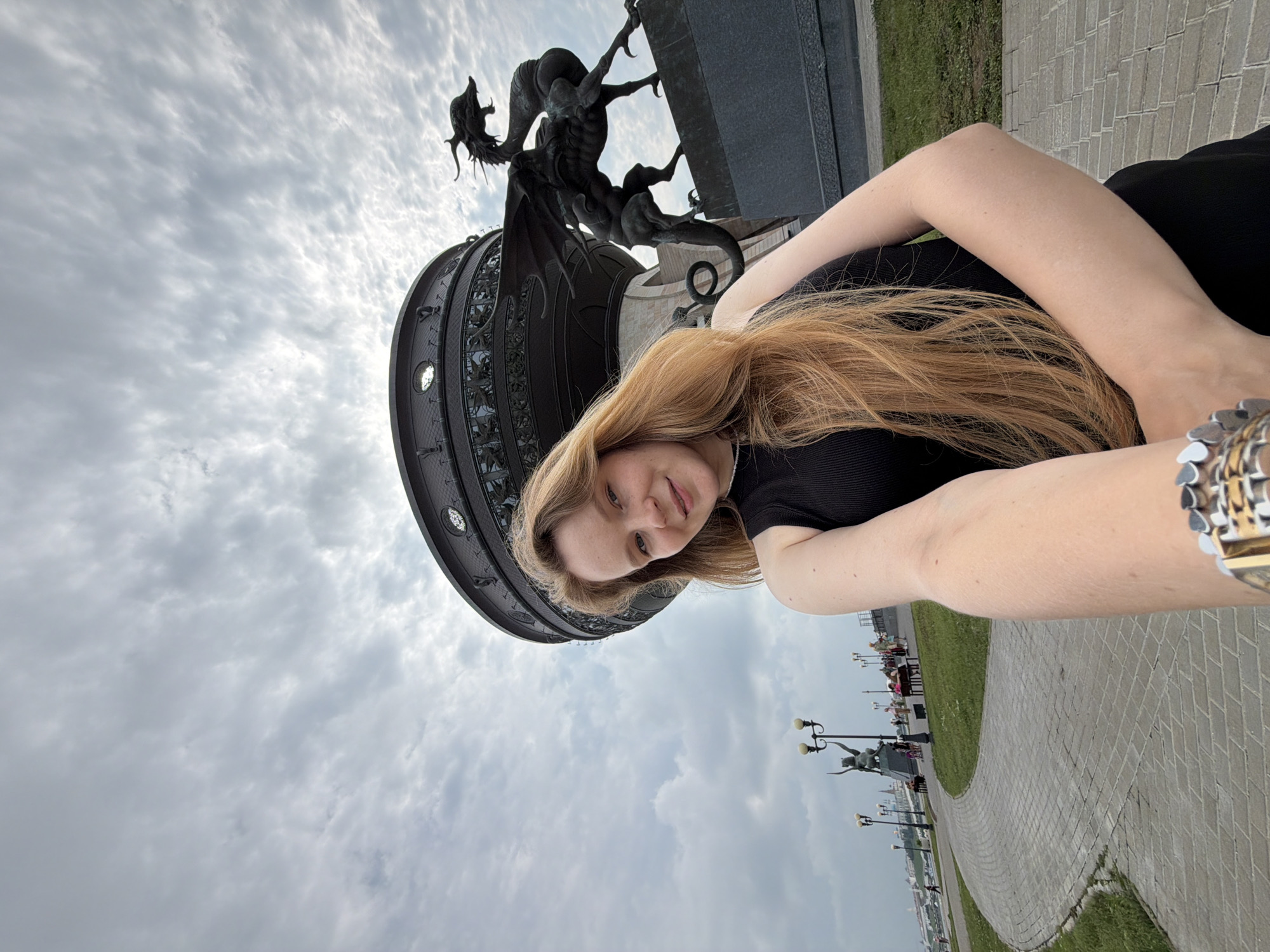 Selfie in front of Kazan's dragon sculpture