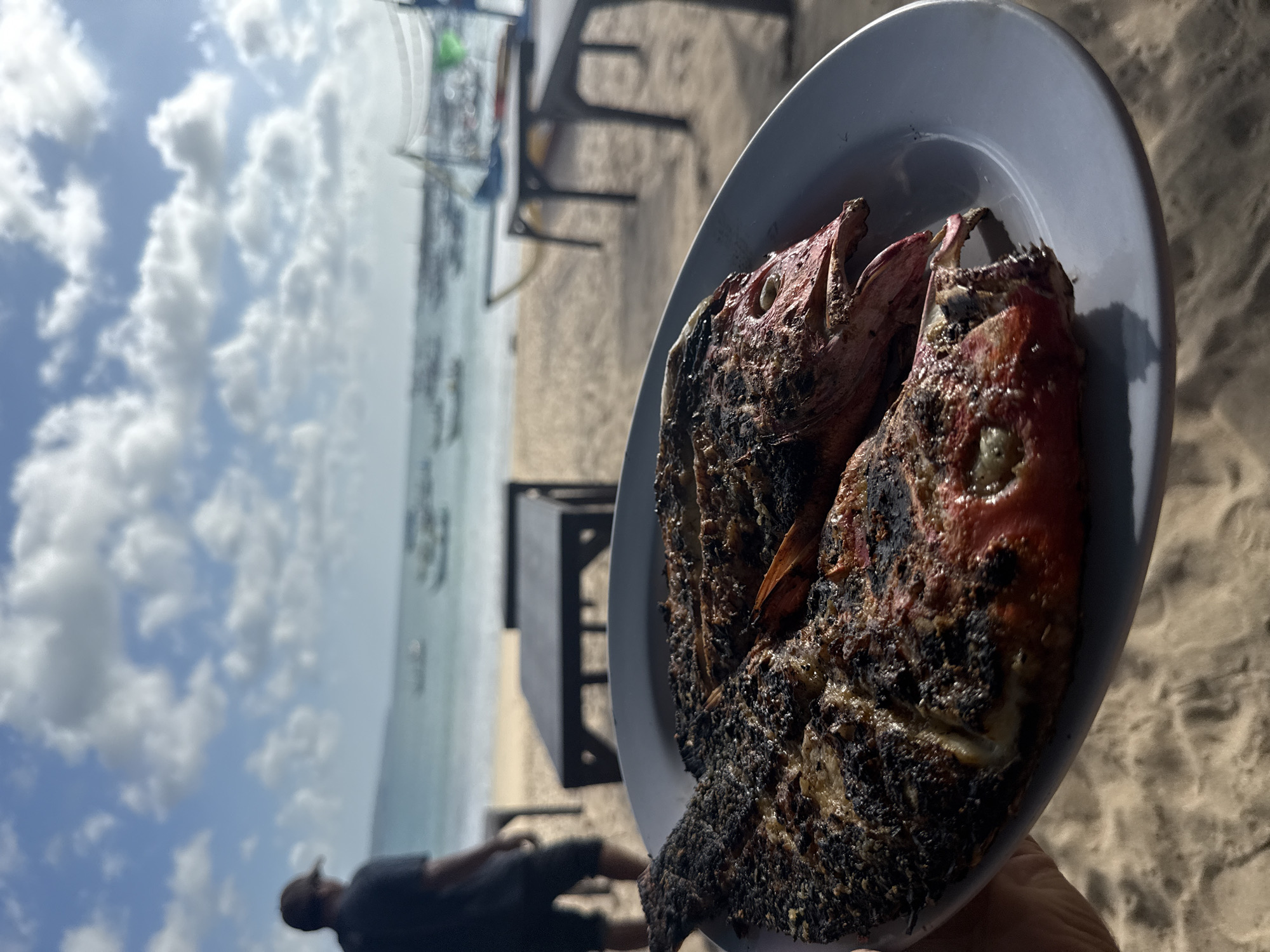 Grilled snapper photographed at Kuta Beach, Indonesia