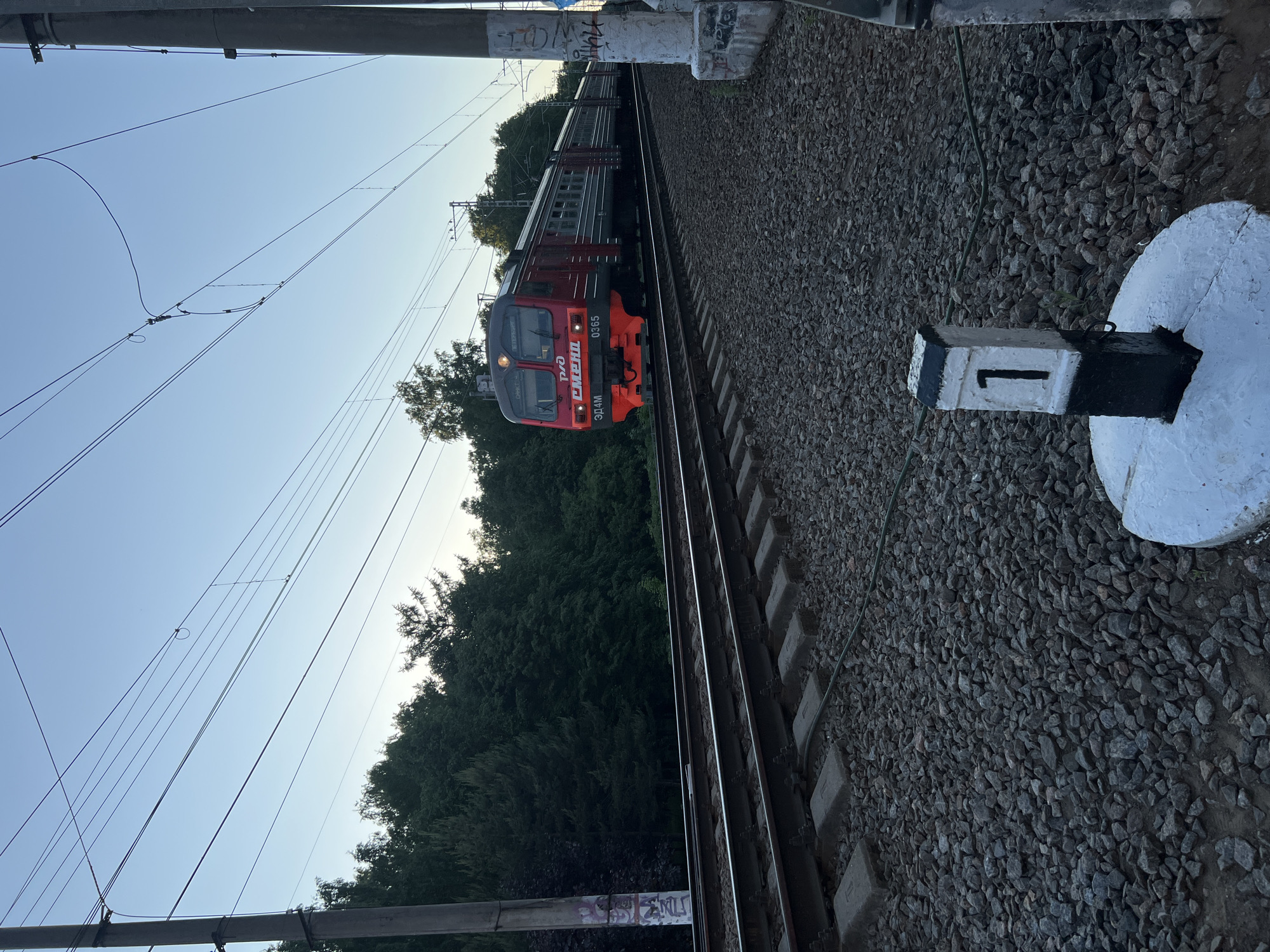 Evening stroll through Saint Petersburg captures trains, nature, pedestrians