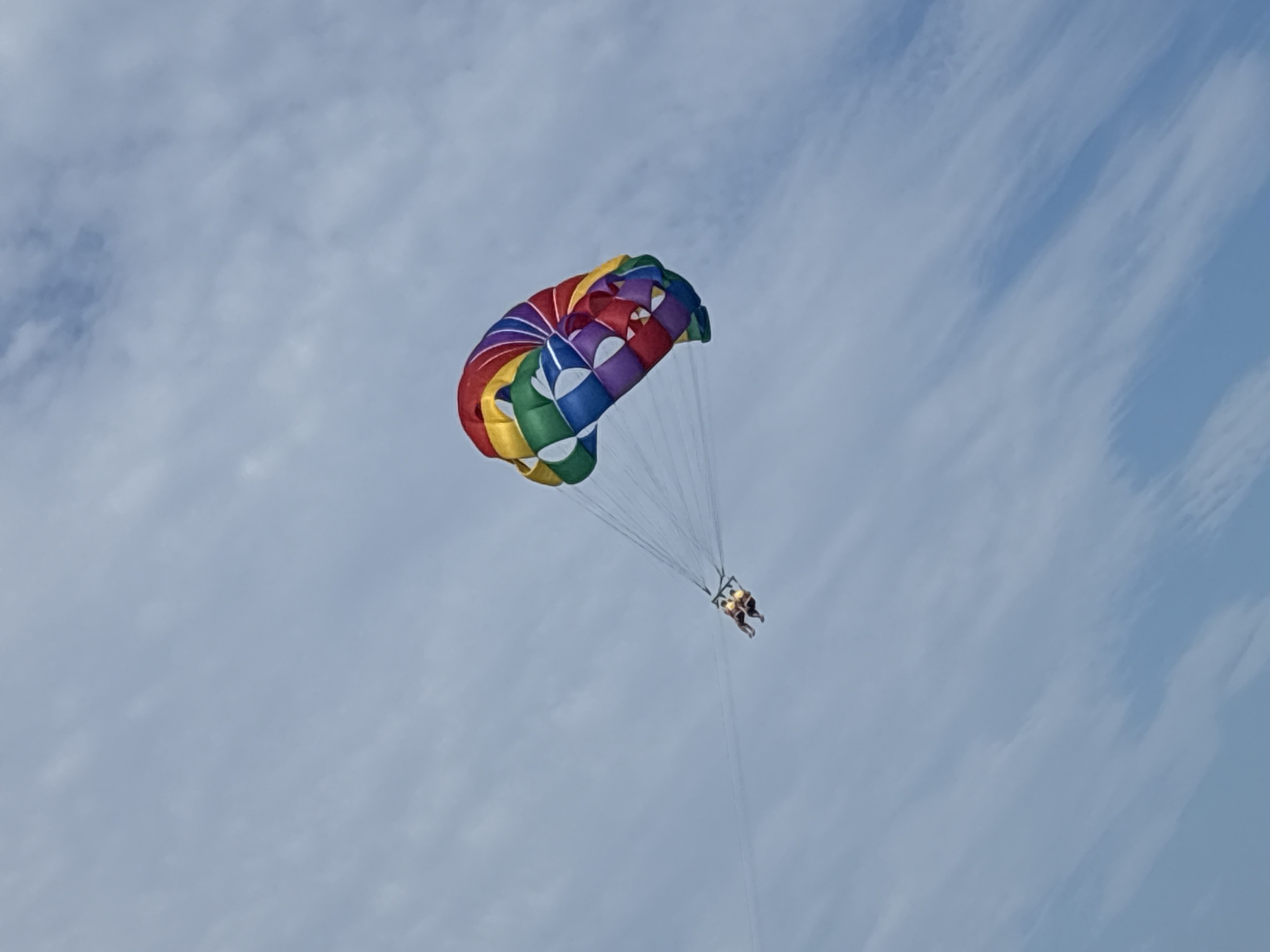 Tandem parasailing over the Bulgarian Black Sea coast