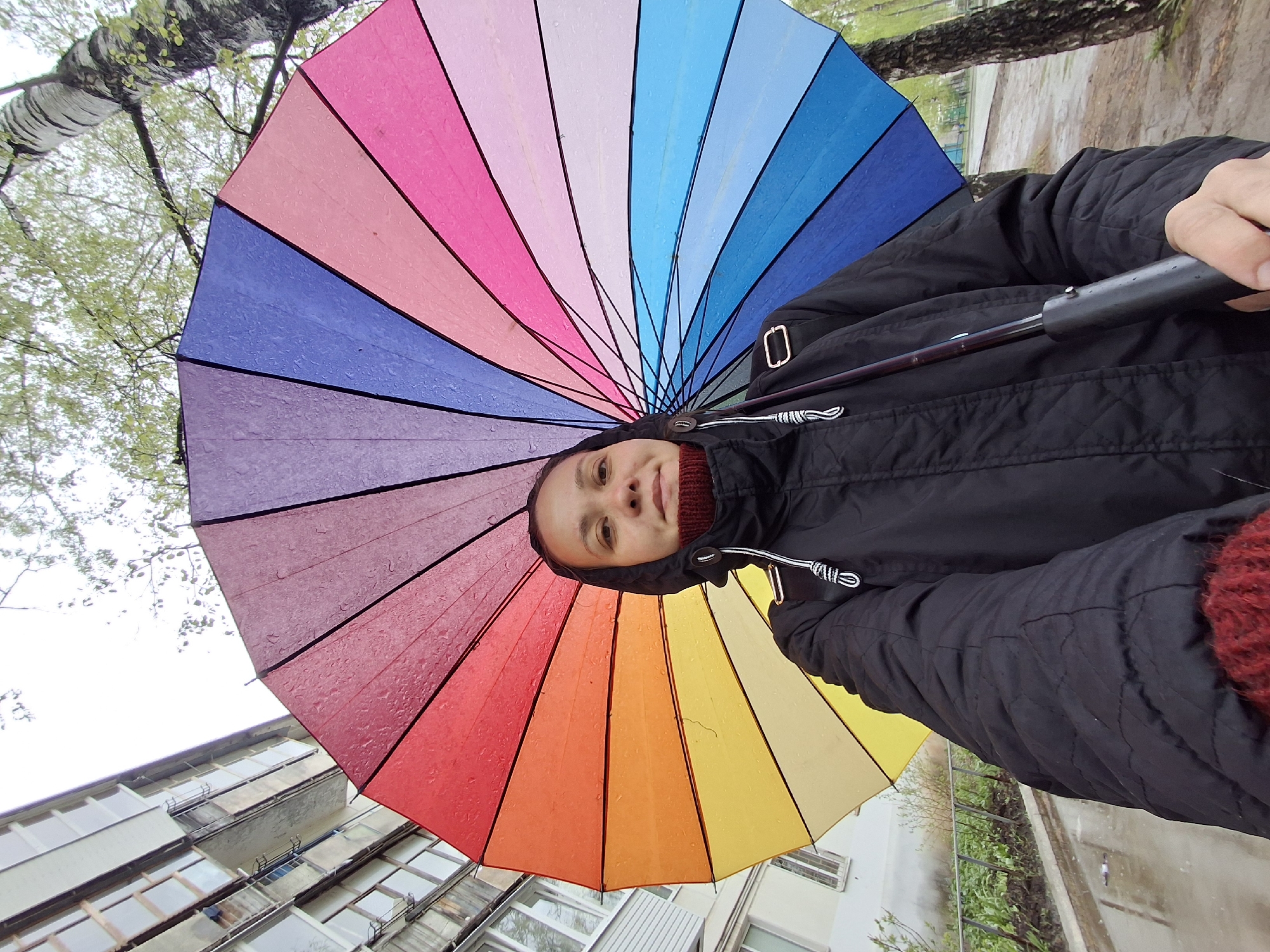 Morning scenes from Chaikovsky: rainbow umbrella, bakery display