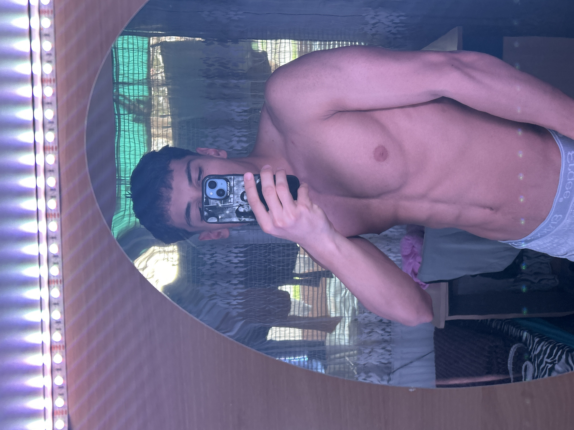 Man takes mirror selfies at home in Bulgaria