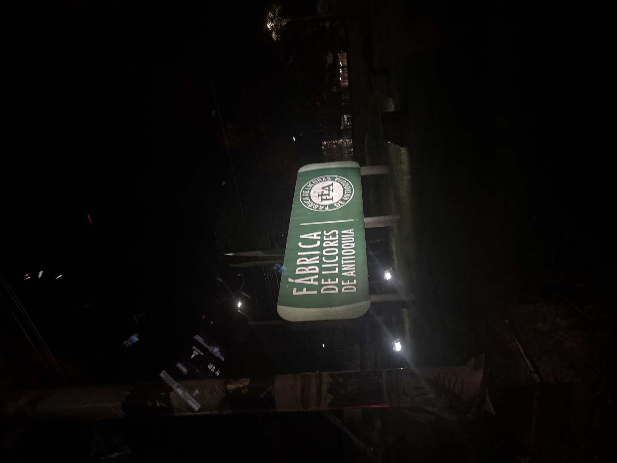 Illuminated sign observed at night in Itagüí, Colombia