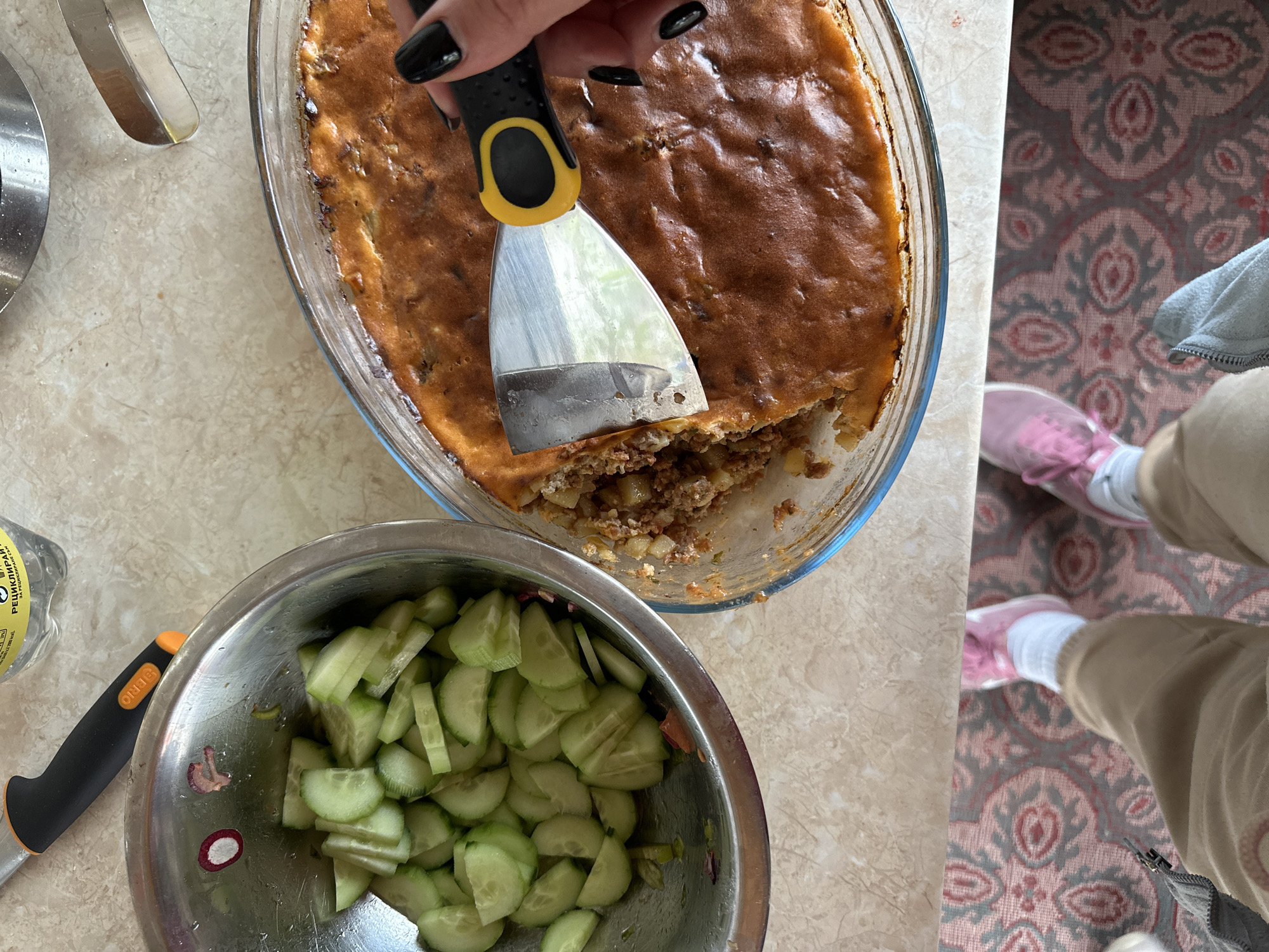 Everyday moments captured: cooking, storage, and spring garden blooms
