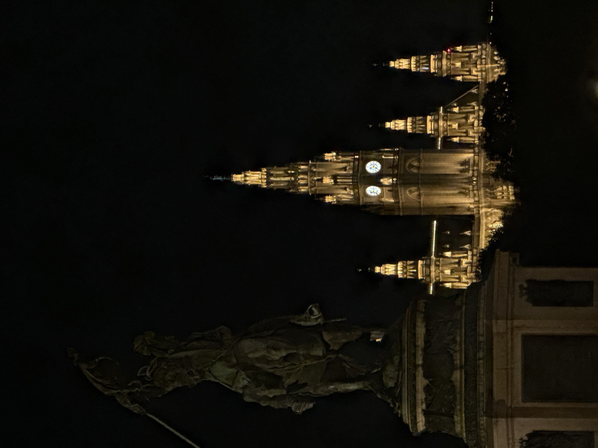 Vienna's monumental core lit up on a summer night
