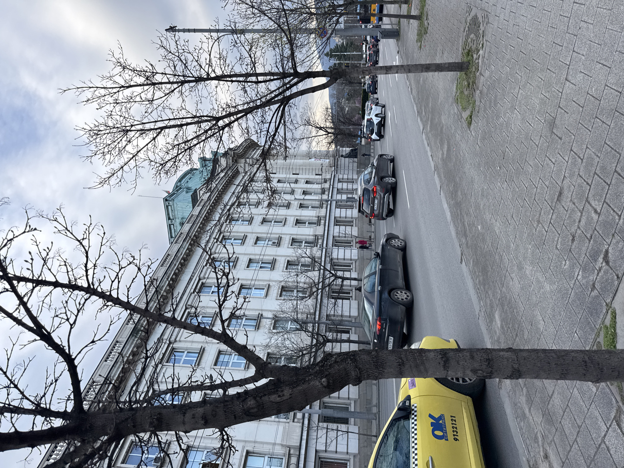 Morning traffic scene captured in Sofia, Bulgaria