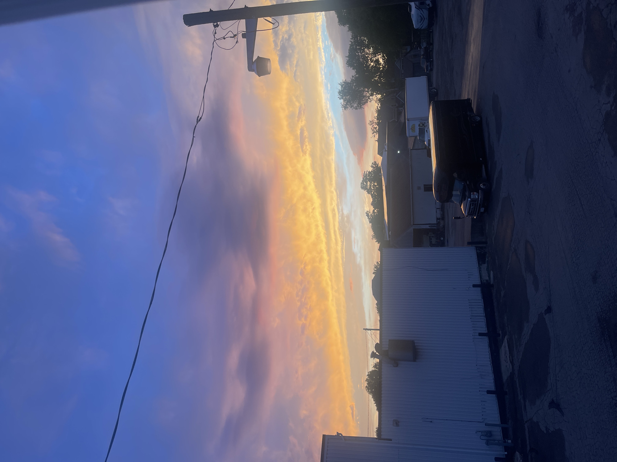 Fiery sunset over an industrial lot in Bluewater, Ontario