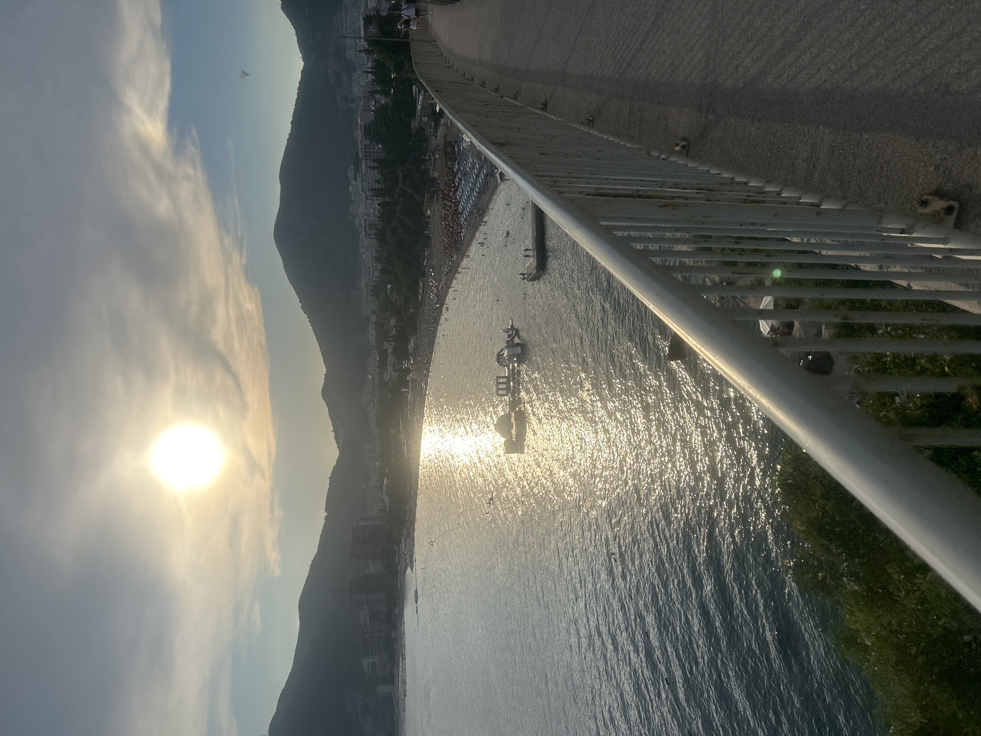 Golden hour on the Budva Riviera, beach crowds and bay views