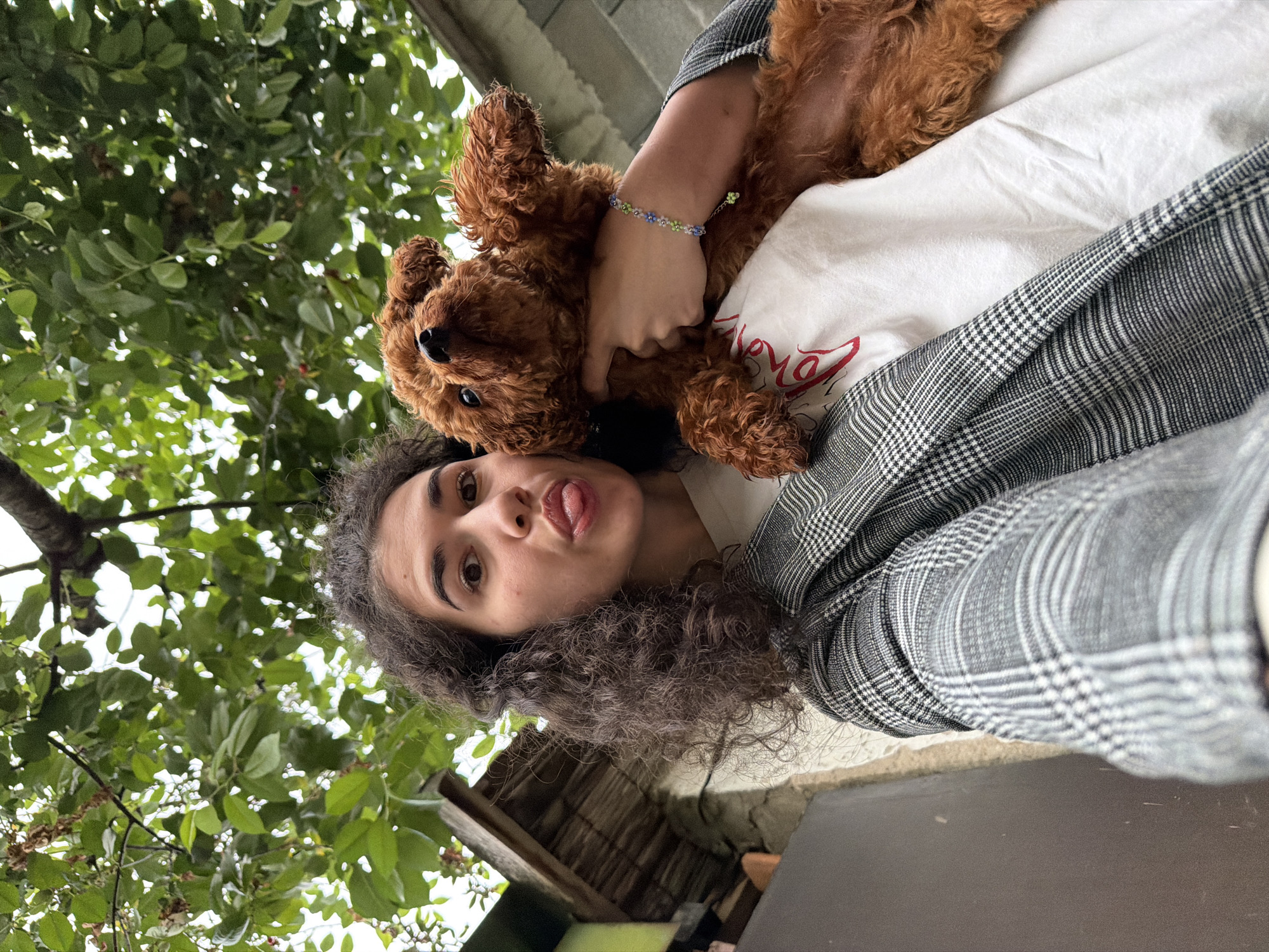 Selfie with a poodle in Sofia, Bulgaria