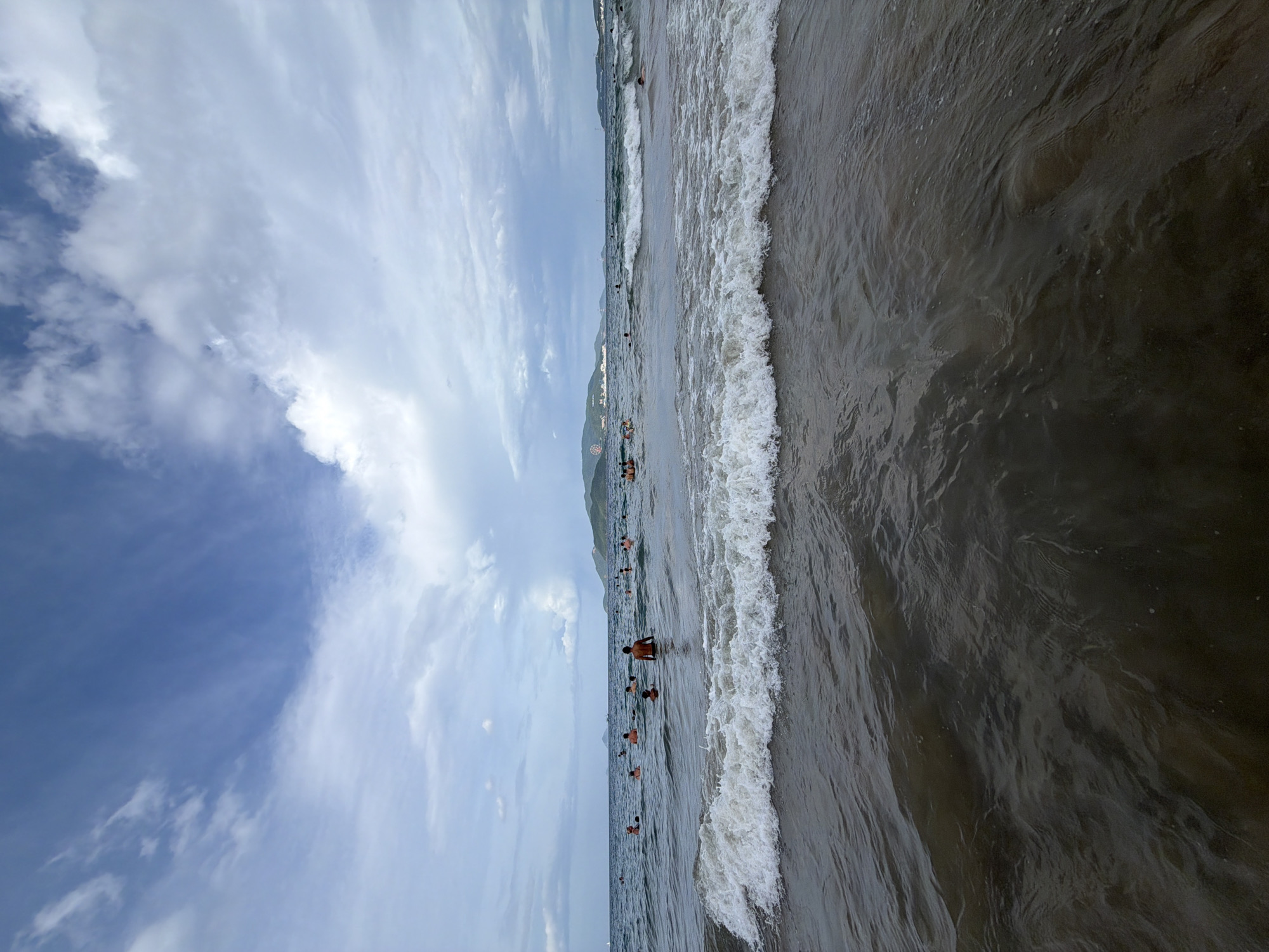 Busy morning at Nha Trang beach with Vinpearl in the backdrop