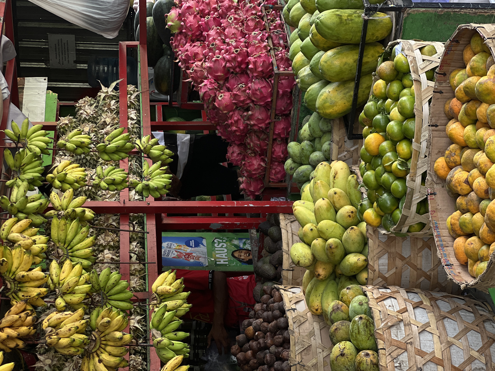 Tropical fruit stand observed in North Kuta, Indonesia