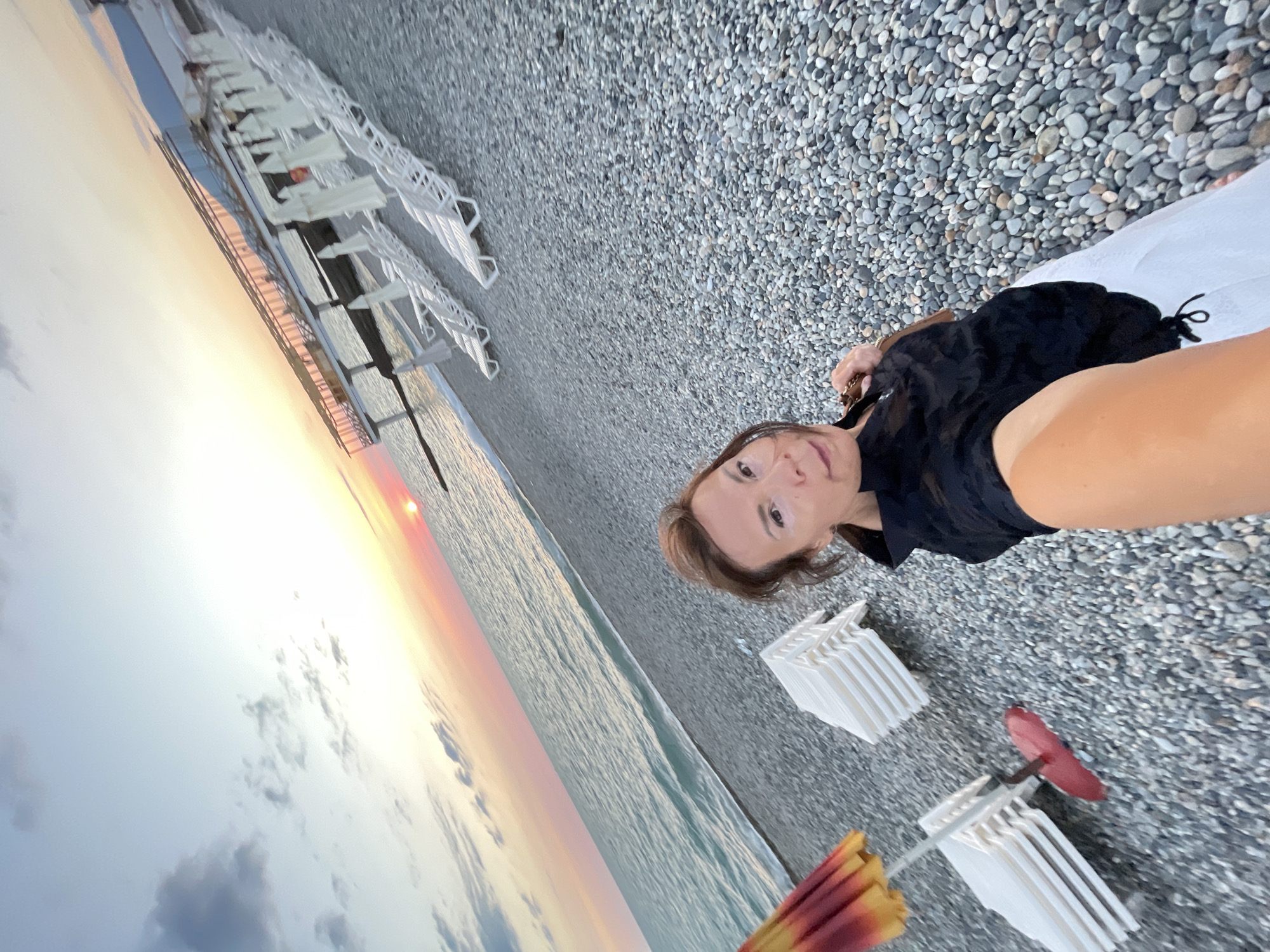 Sunset on the Black Sea coast, Sochi streets nearby