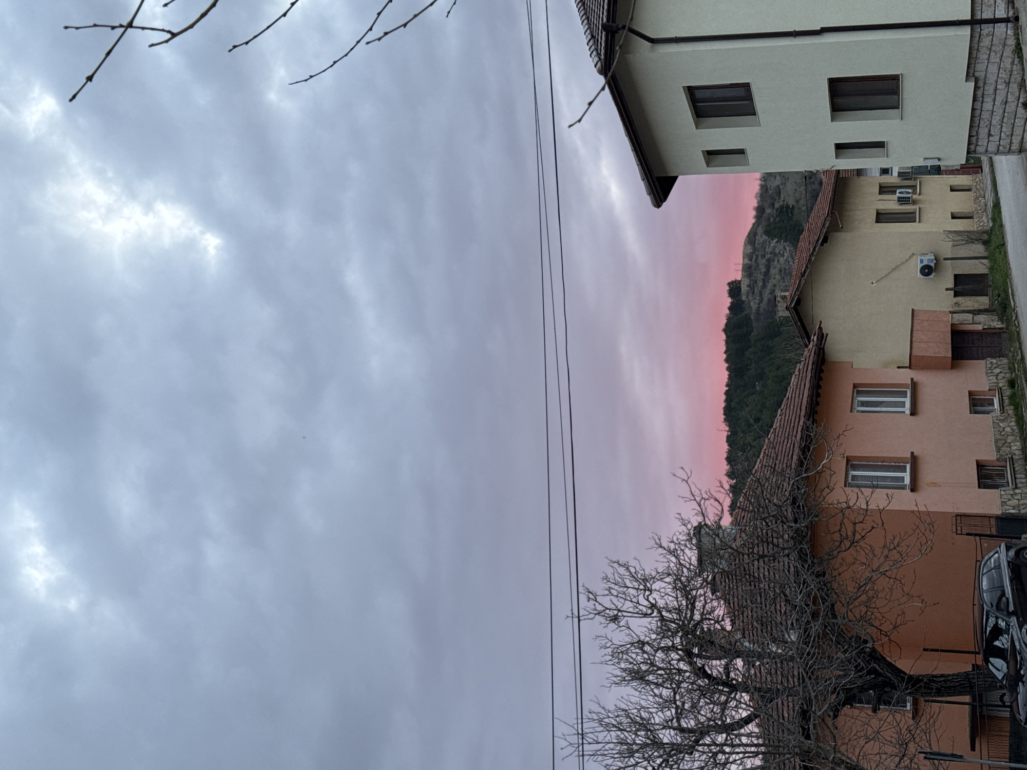 Dawn sky with pink hues observed in Yablanitsa, Bulgaria