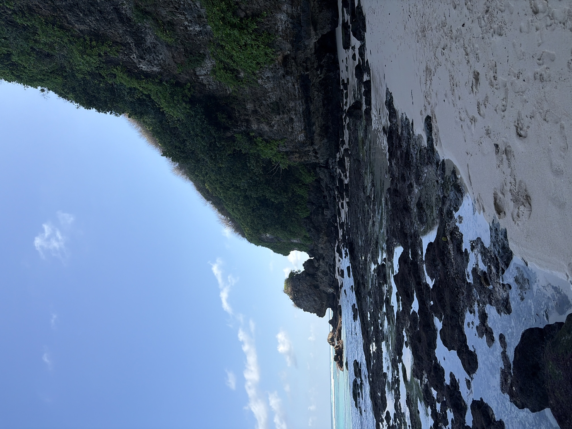 Morning beach scene at a Kuta Selatan cliff-backed shore
