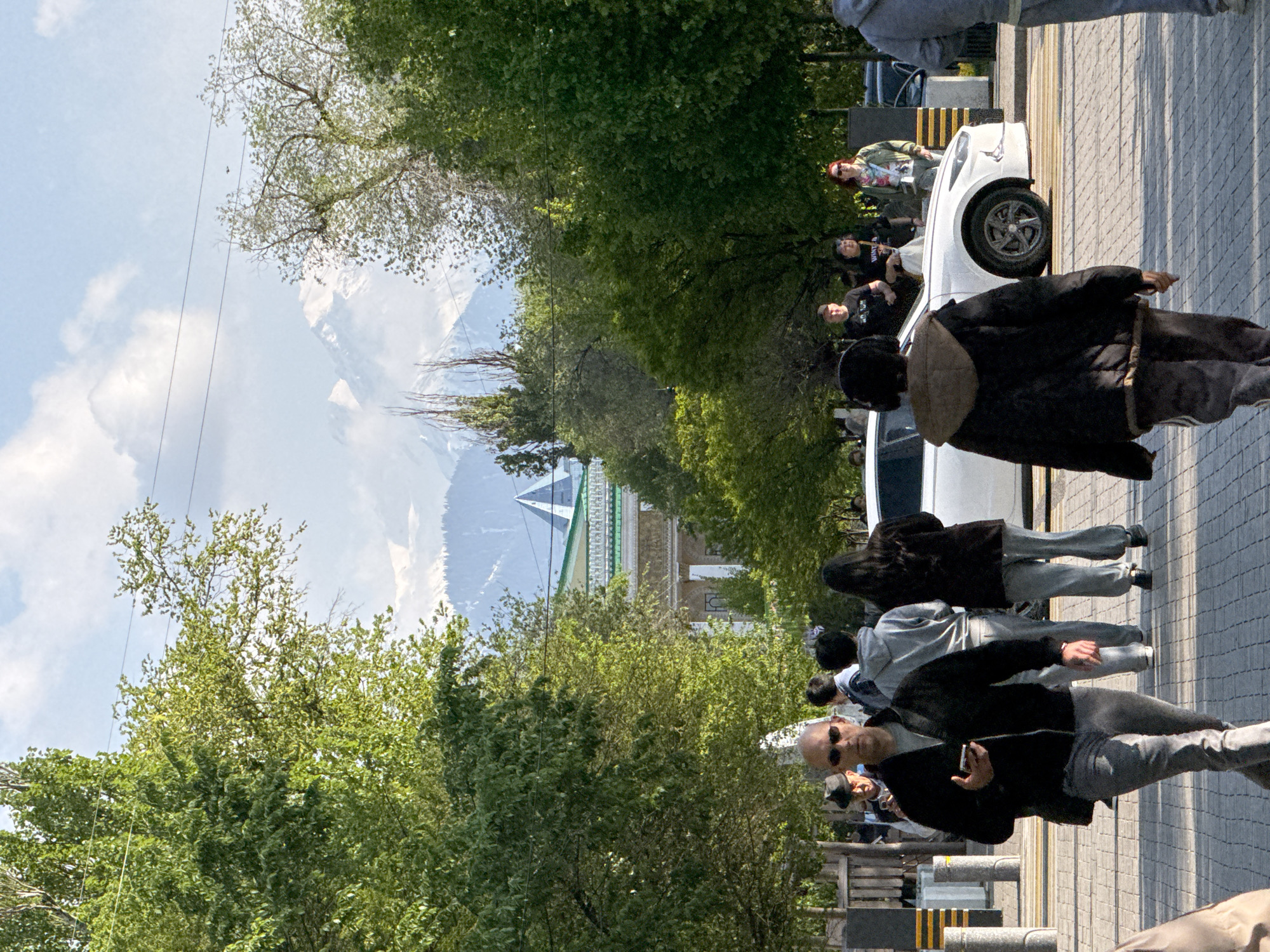 Sunny day captured on decorated pedestrian boulevard in Almaty