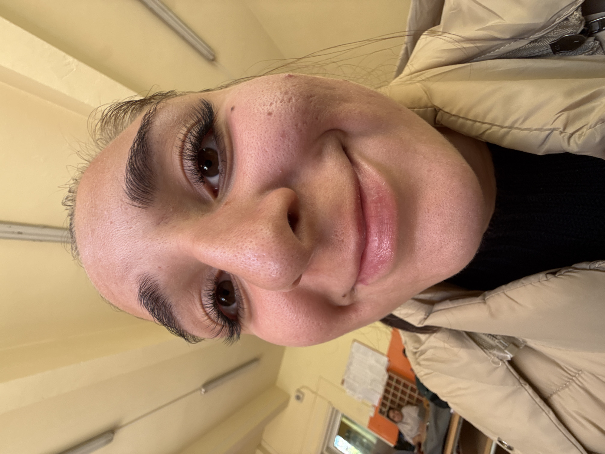 Student photographed smiling in Sofia classroom Monday morning