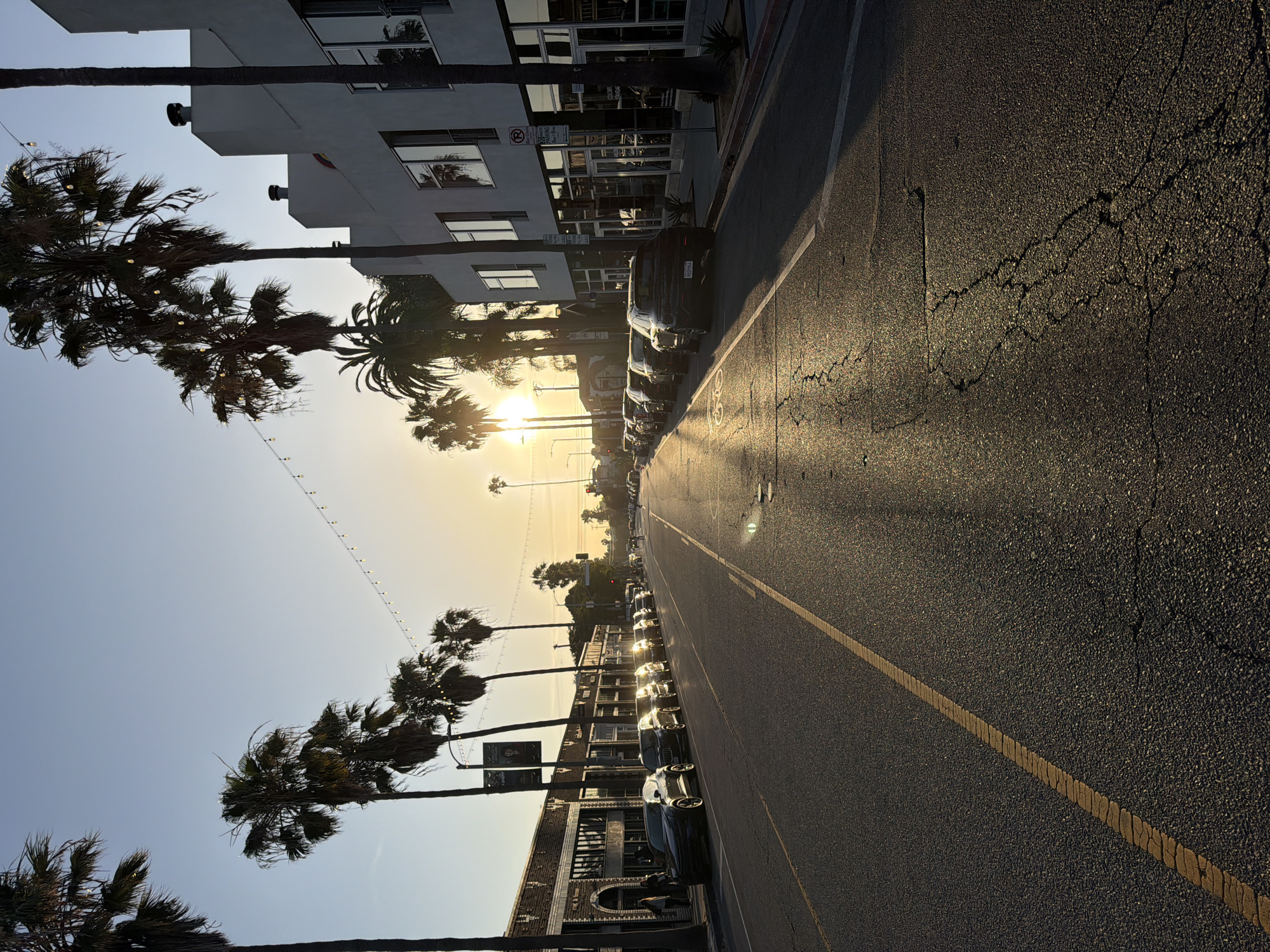 Dawn breaks over Los Angeles street scene
