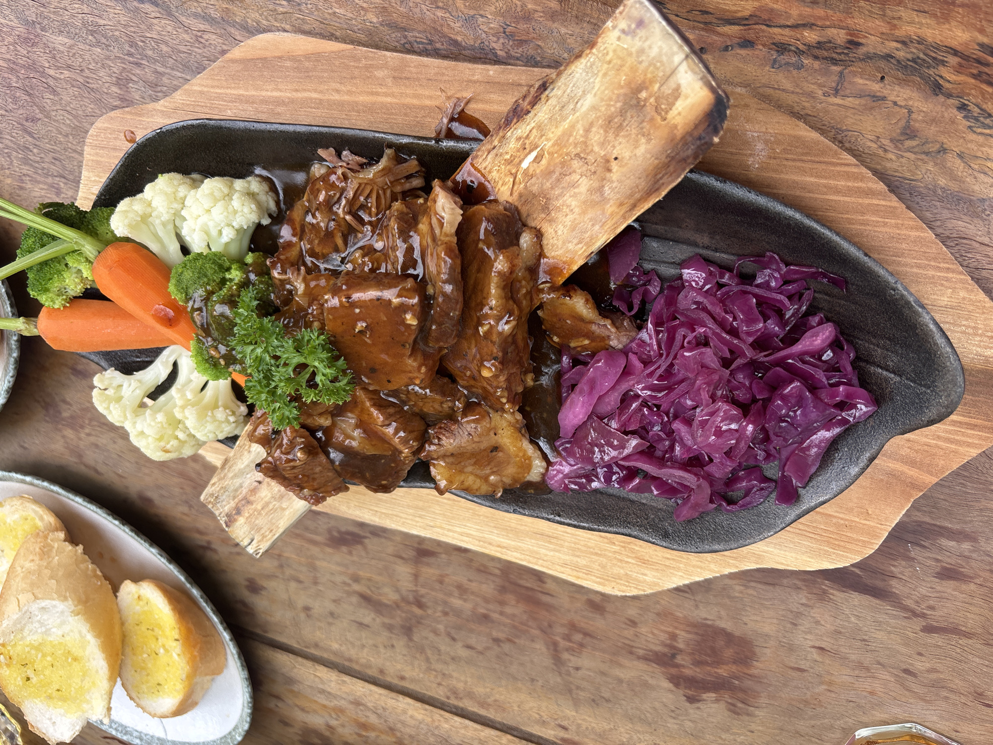 Short rib dish photographed at outdoor dining in Da Lat