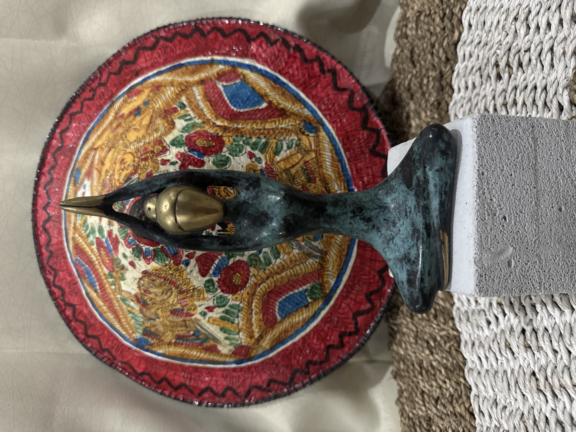 Bronze bird sculpture with golden egg spotted in Ubud