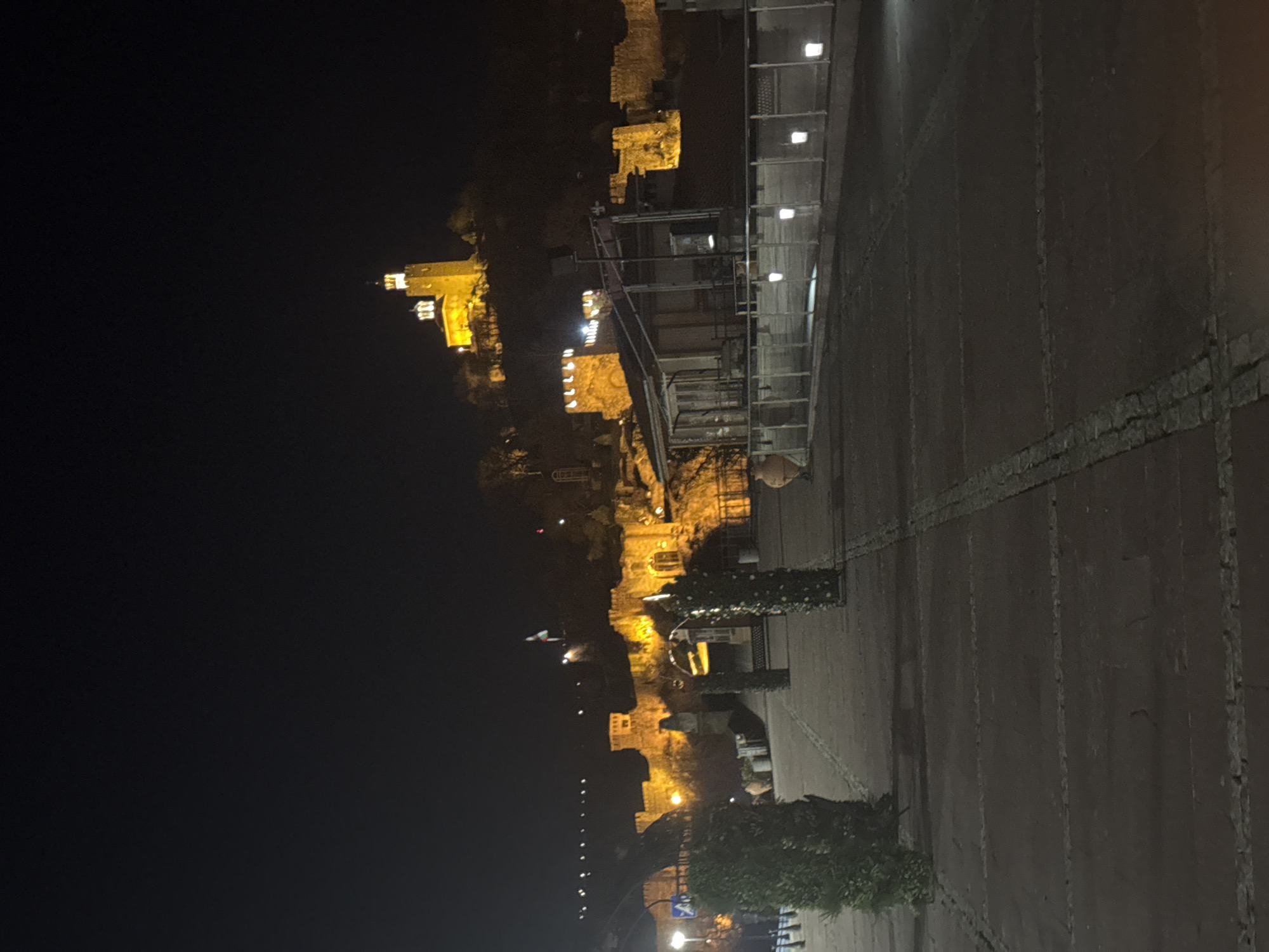 Tsarevets fortress illuminated at night in Veliko Tarnovo