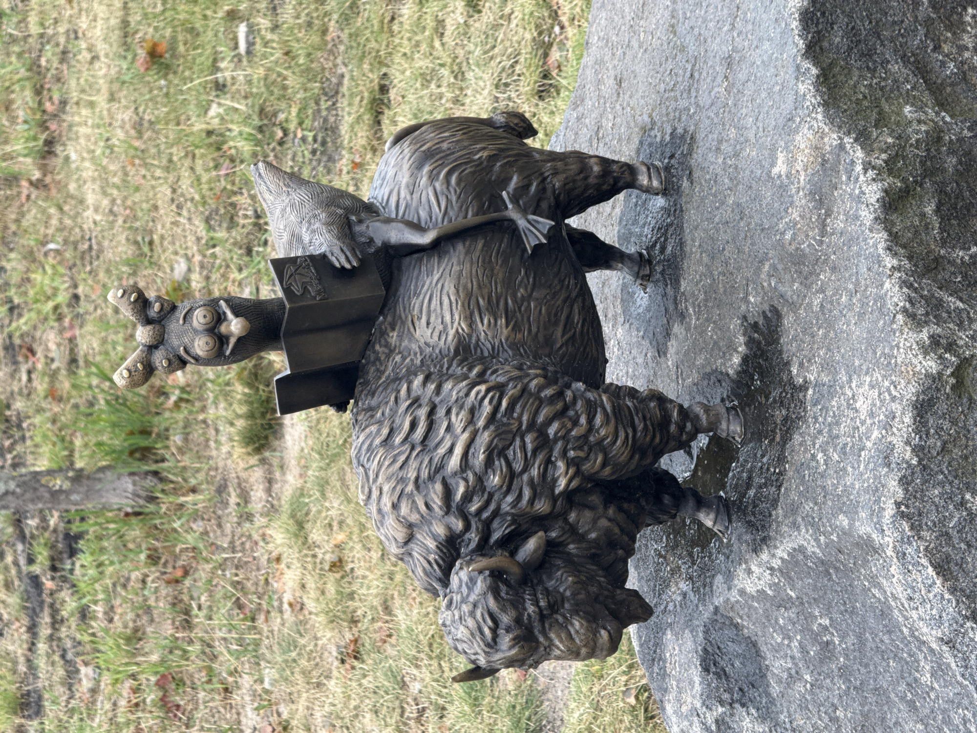 Bronze bison sculpture and landmarks around Międzyzdroje, Poland