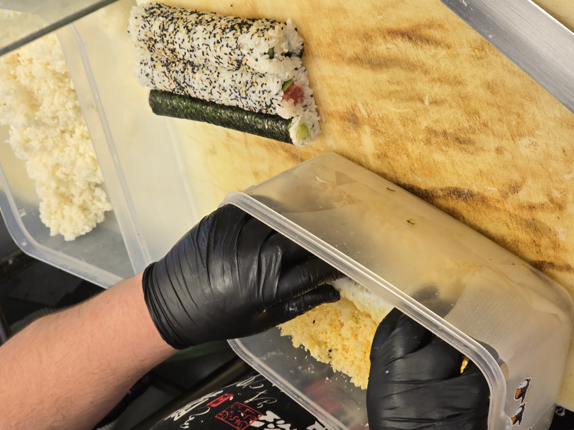 Sushi preparation documented at Burgas restaurant during lunch service