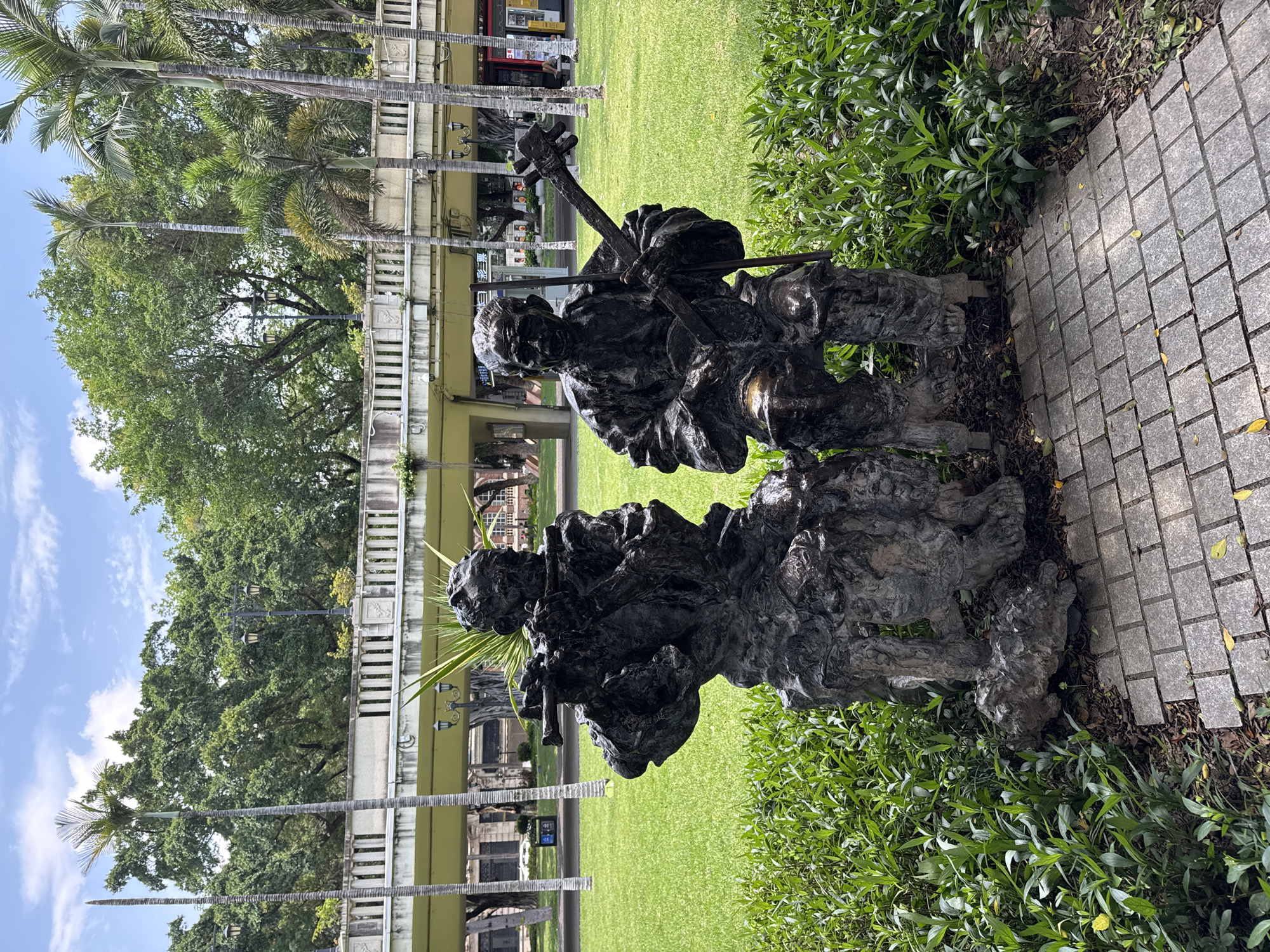 Bronze sculptures observed in Liwan District park, China