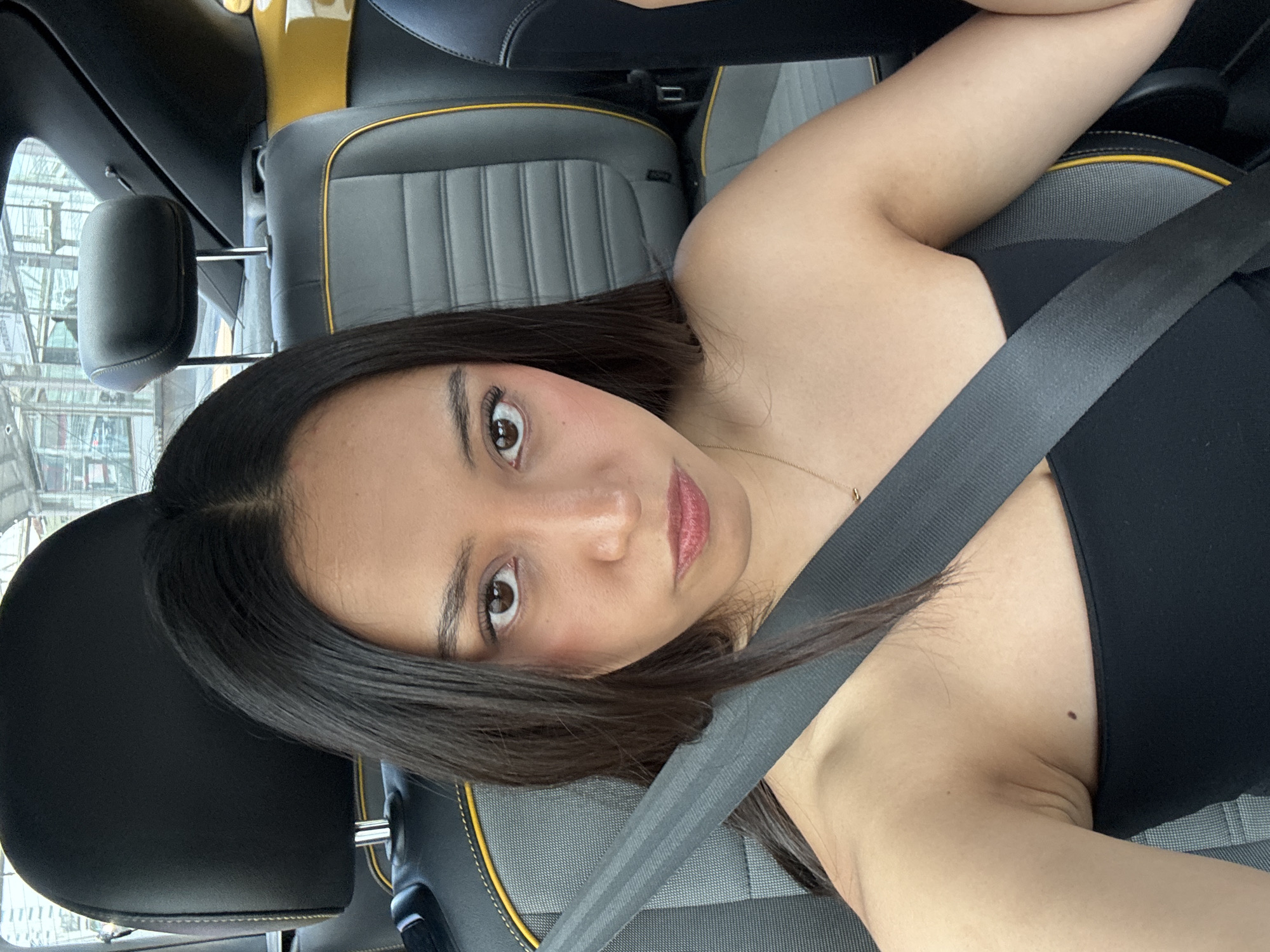Woman photographed in driver's seat in Puebla, Mexico
