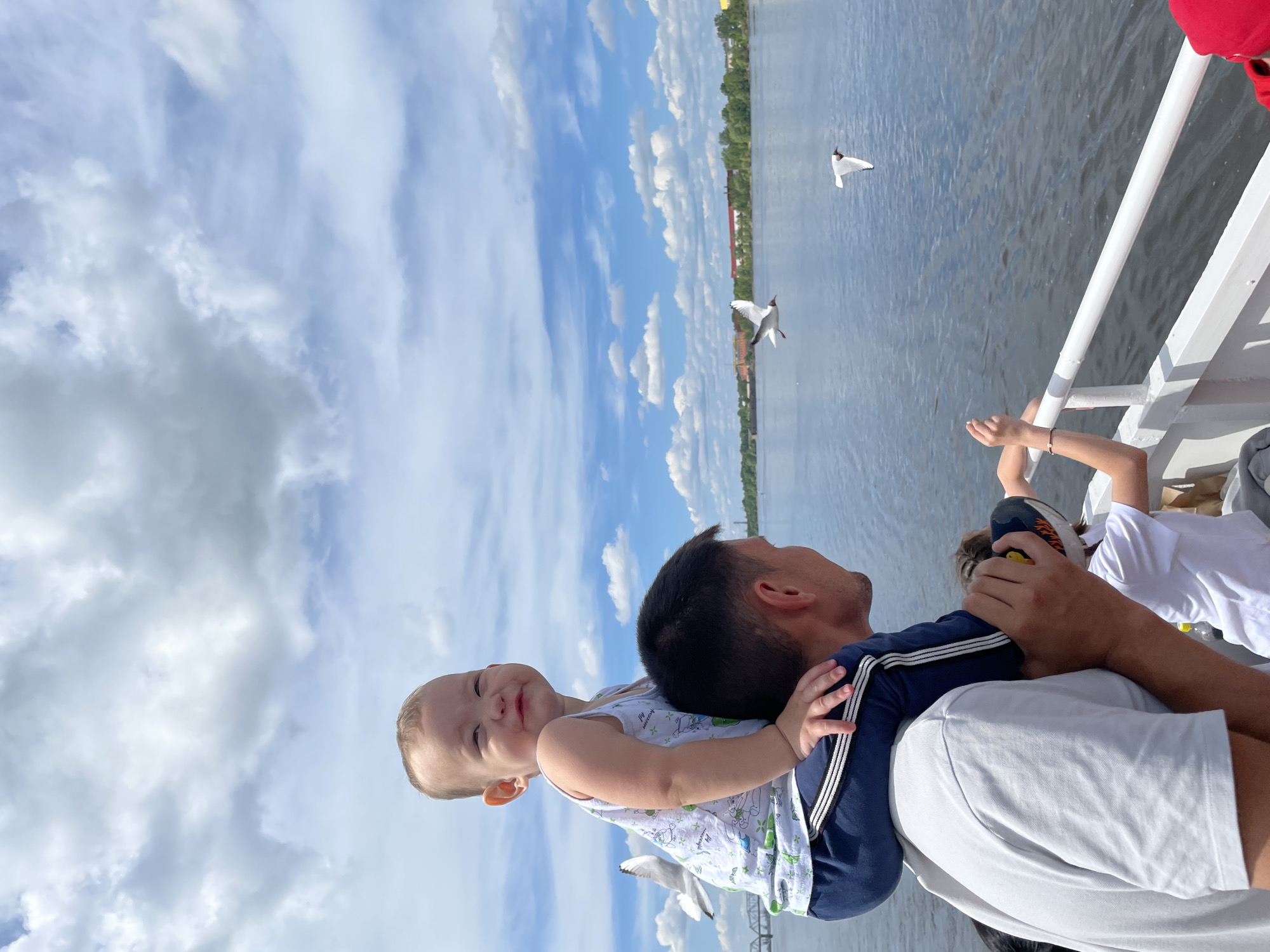 Family enjoys sunny boat ride on Kama River