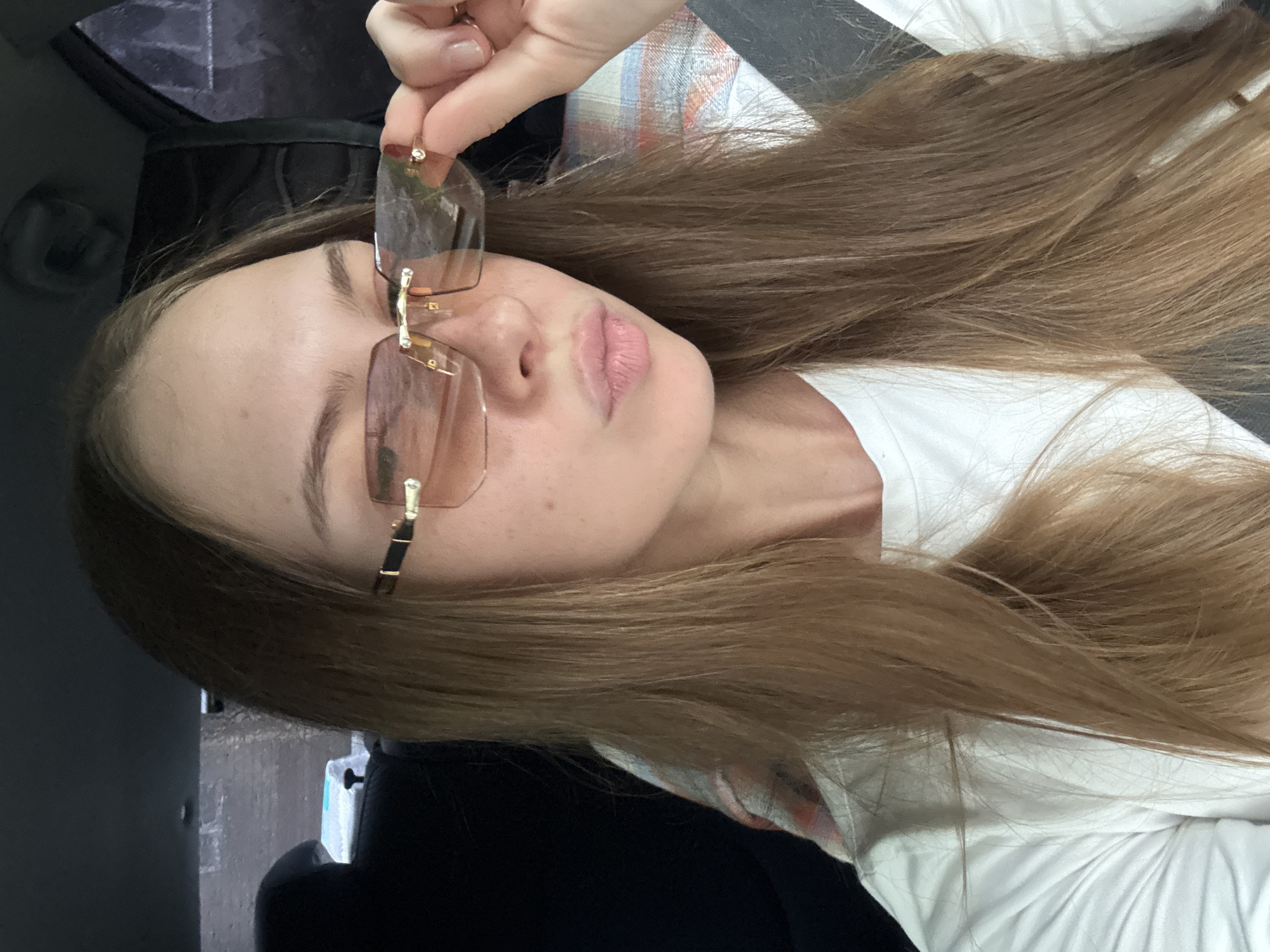 Quick selfie session in a parked car in Perm
