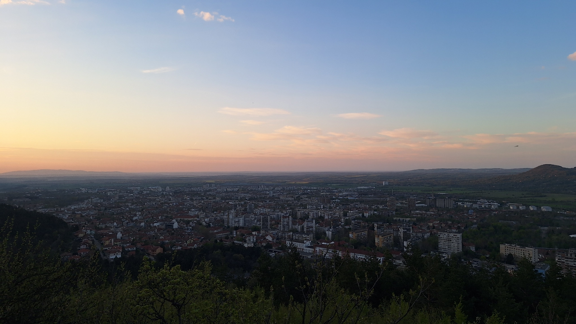 Dusk views captured over Vratsa, Bulgaria countryside