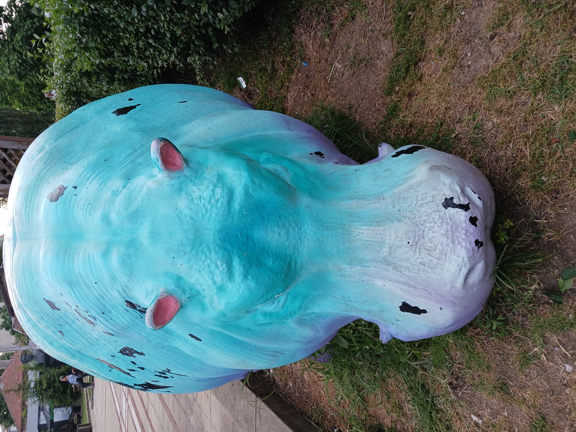 Primorsko plaza life documented with animal sculptures, municipal buildings