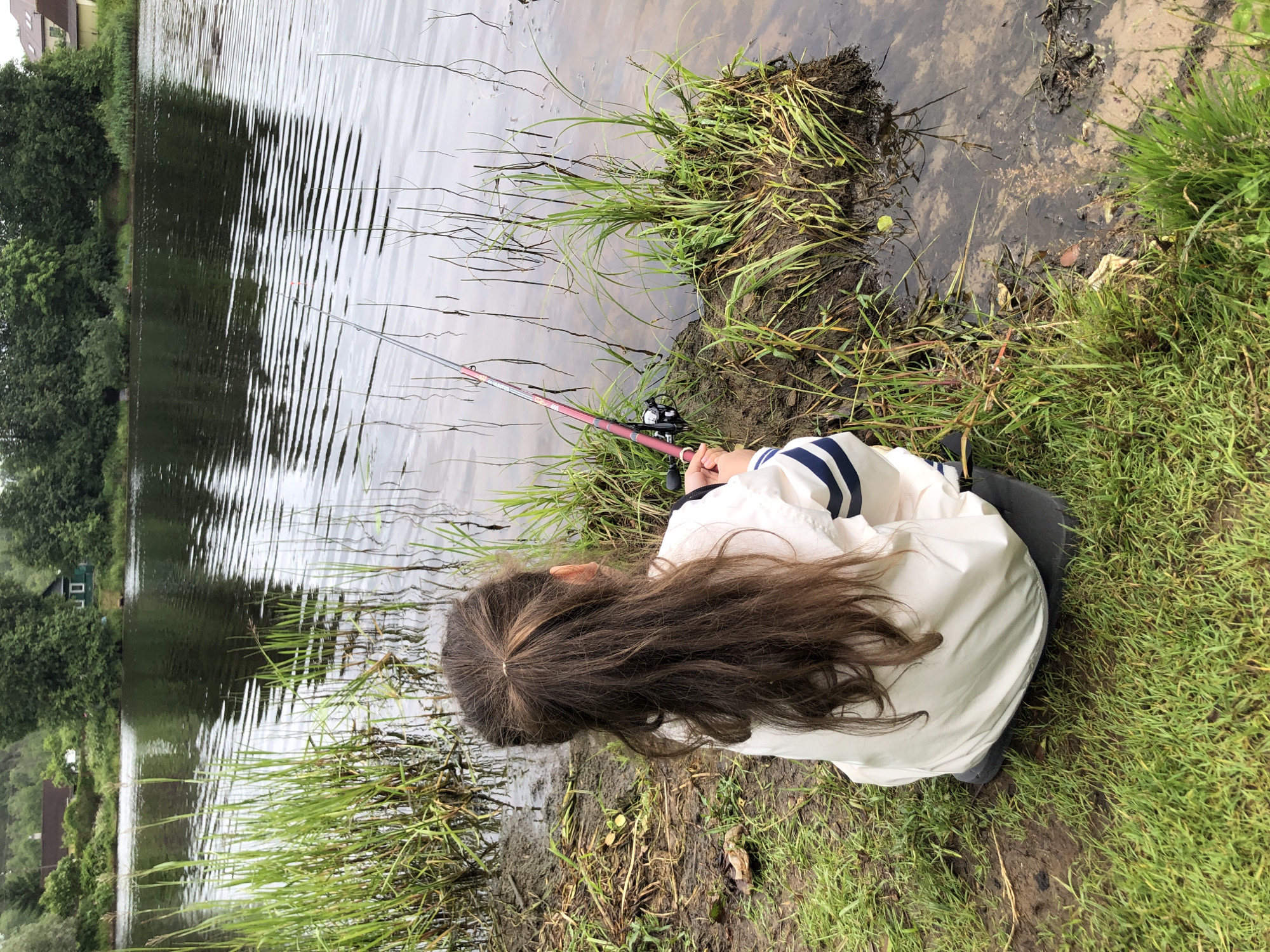 Quiet afternoon fishing on the banks of Bolshiye Polya
