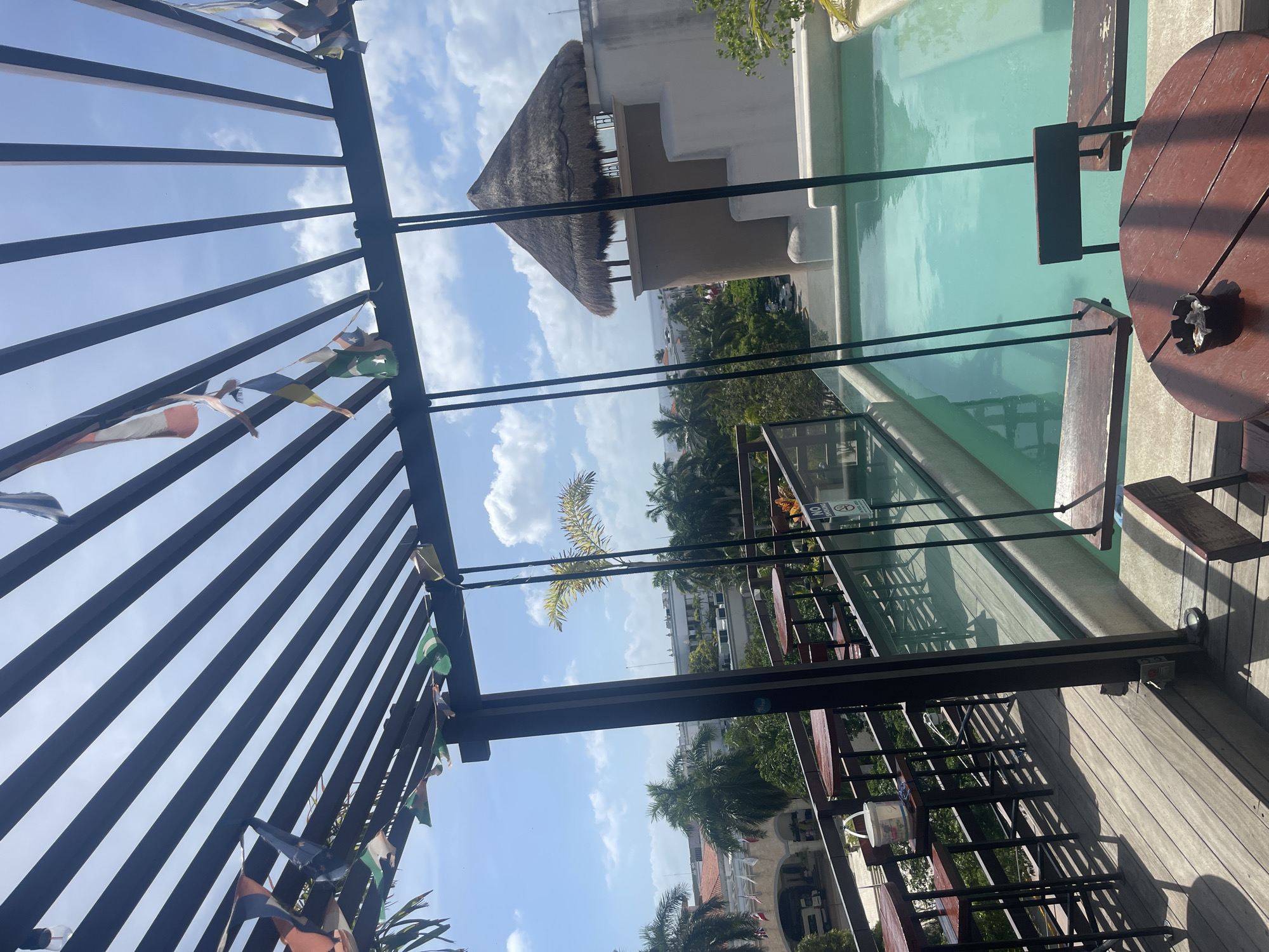 Rooftop pool area with pergola observed in Playa del Carmen