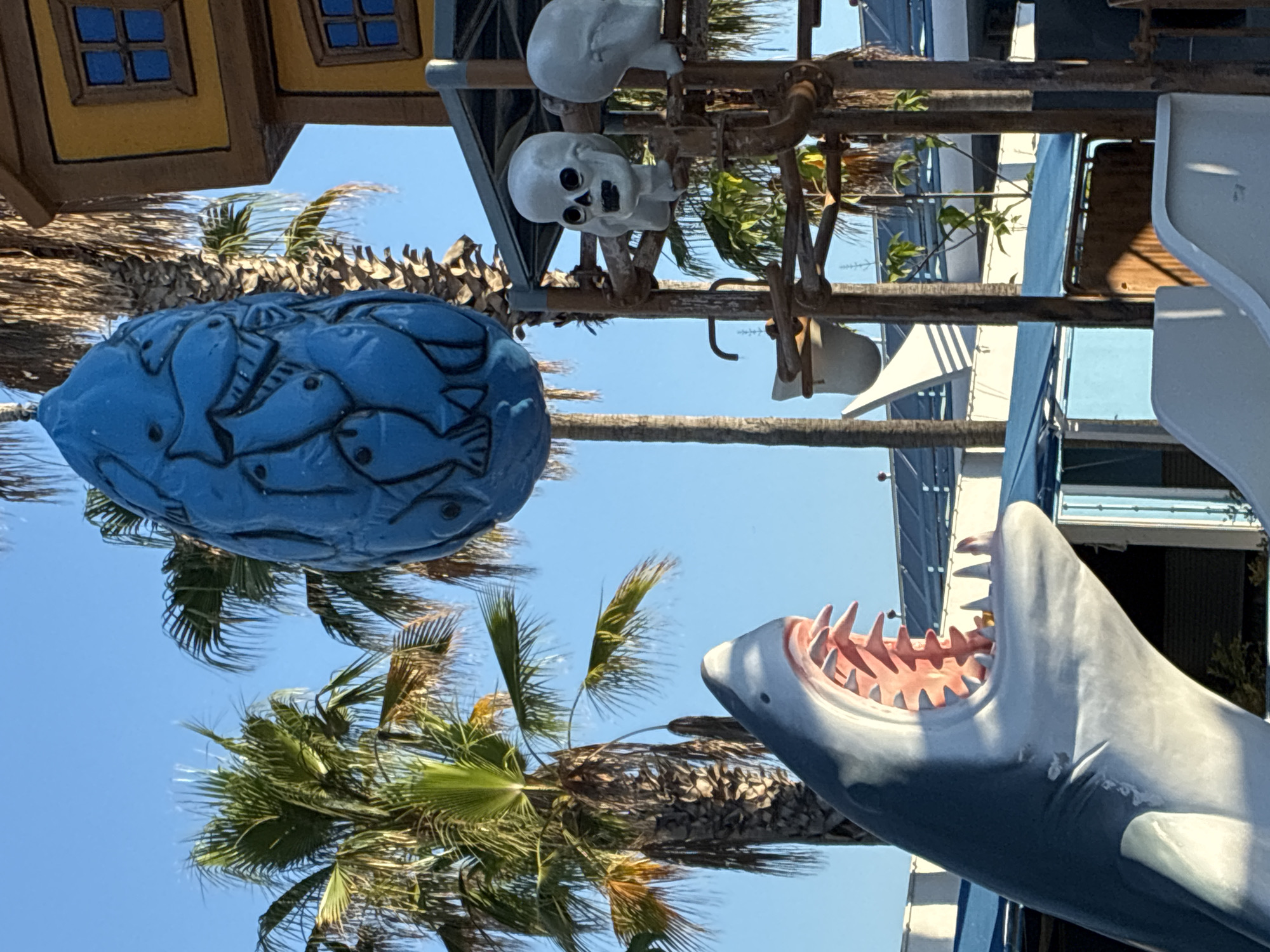 Shark sculpture and quirky outdoor art in Manavgat, Turkey