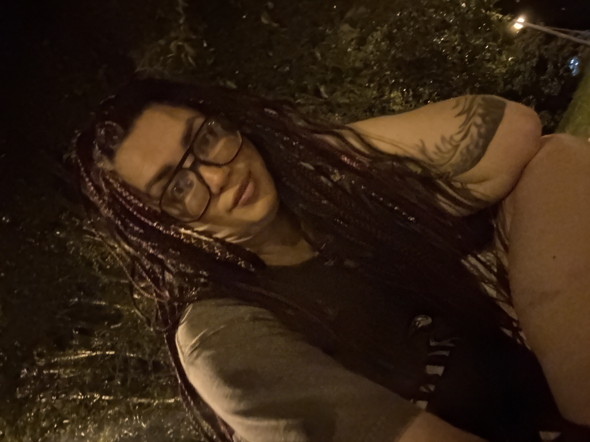 Late-night hangout by a fountain in Tolyatti with a husky