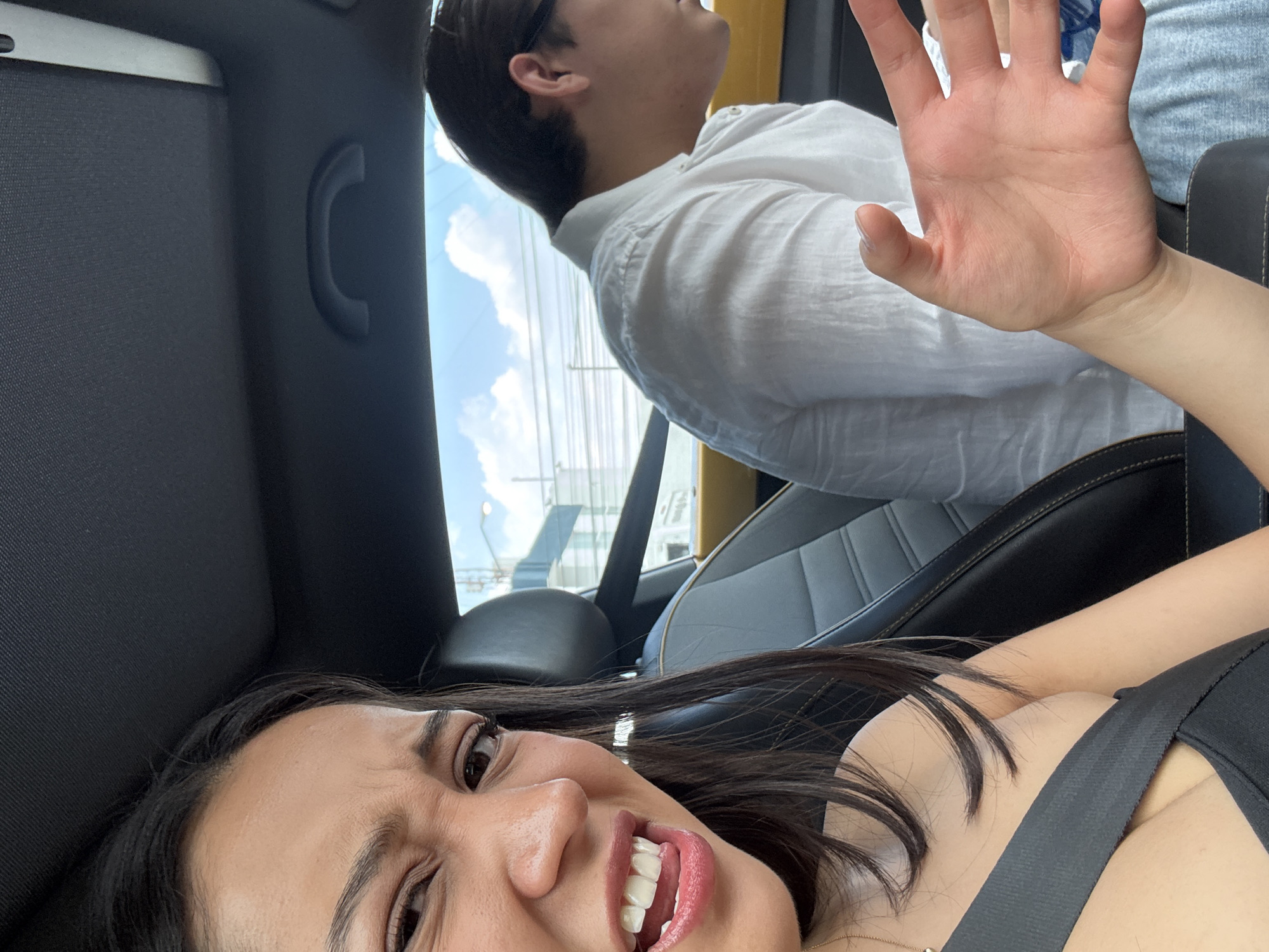 Woman takes car selfies in Puebla, Mexico