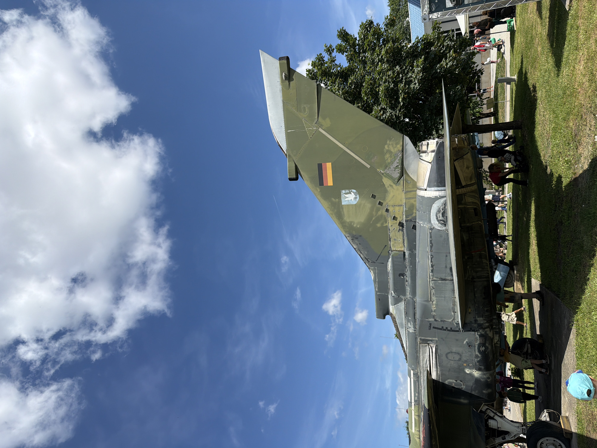 Military aircraft and vehicles displayed outdoors in Sofia