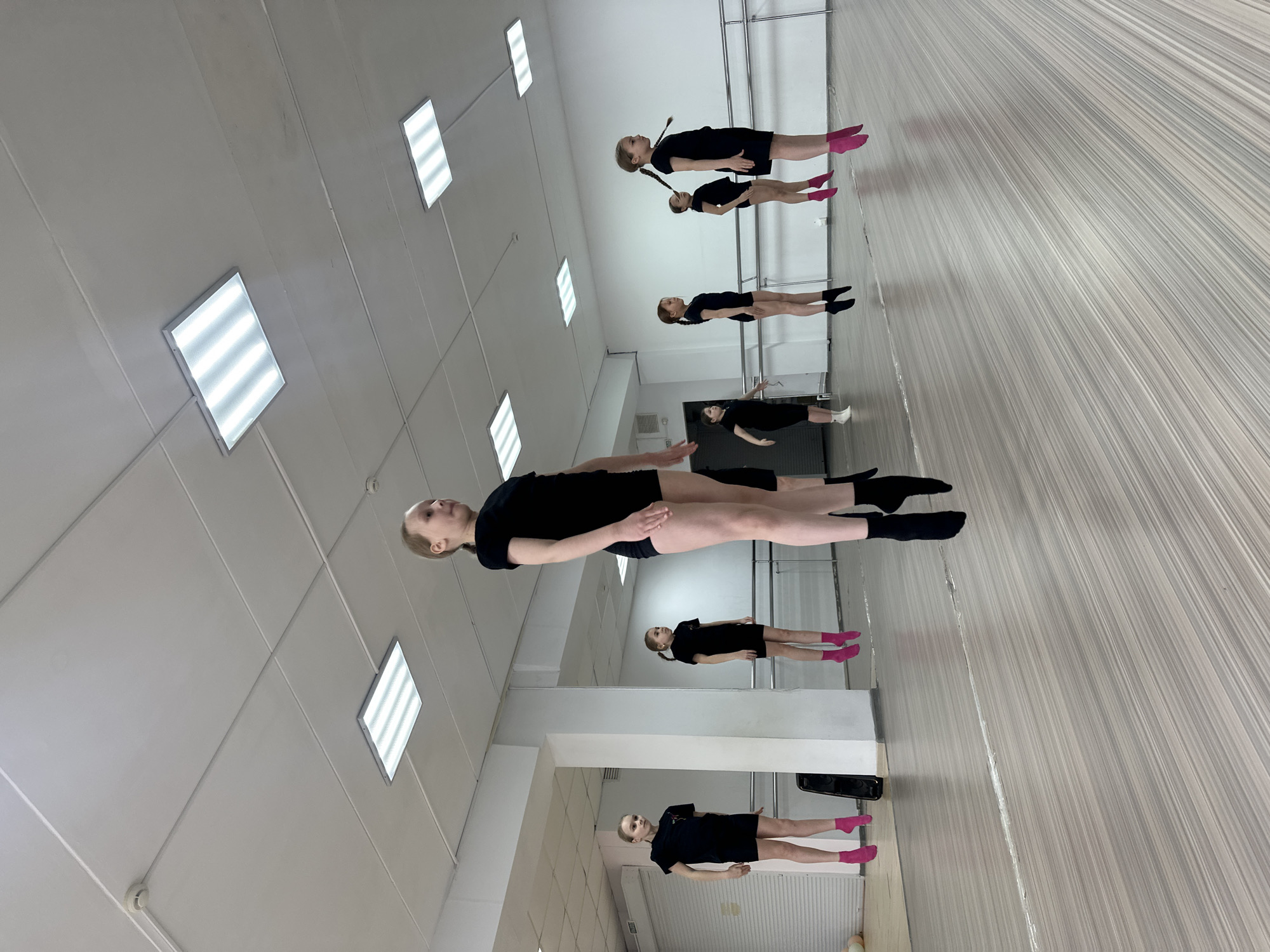 Ballet students practice in dance studio in Votkinsk