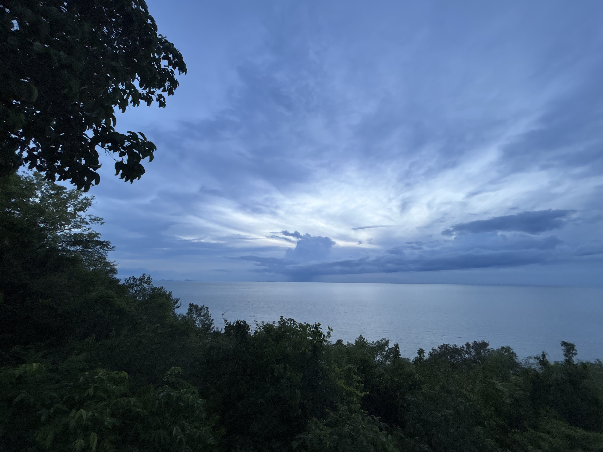 Overcast coastal twilight documented from elevated Ko Phangan viewpoint