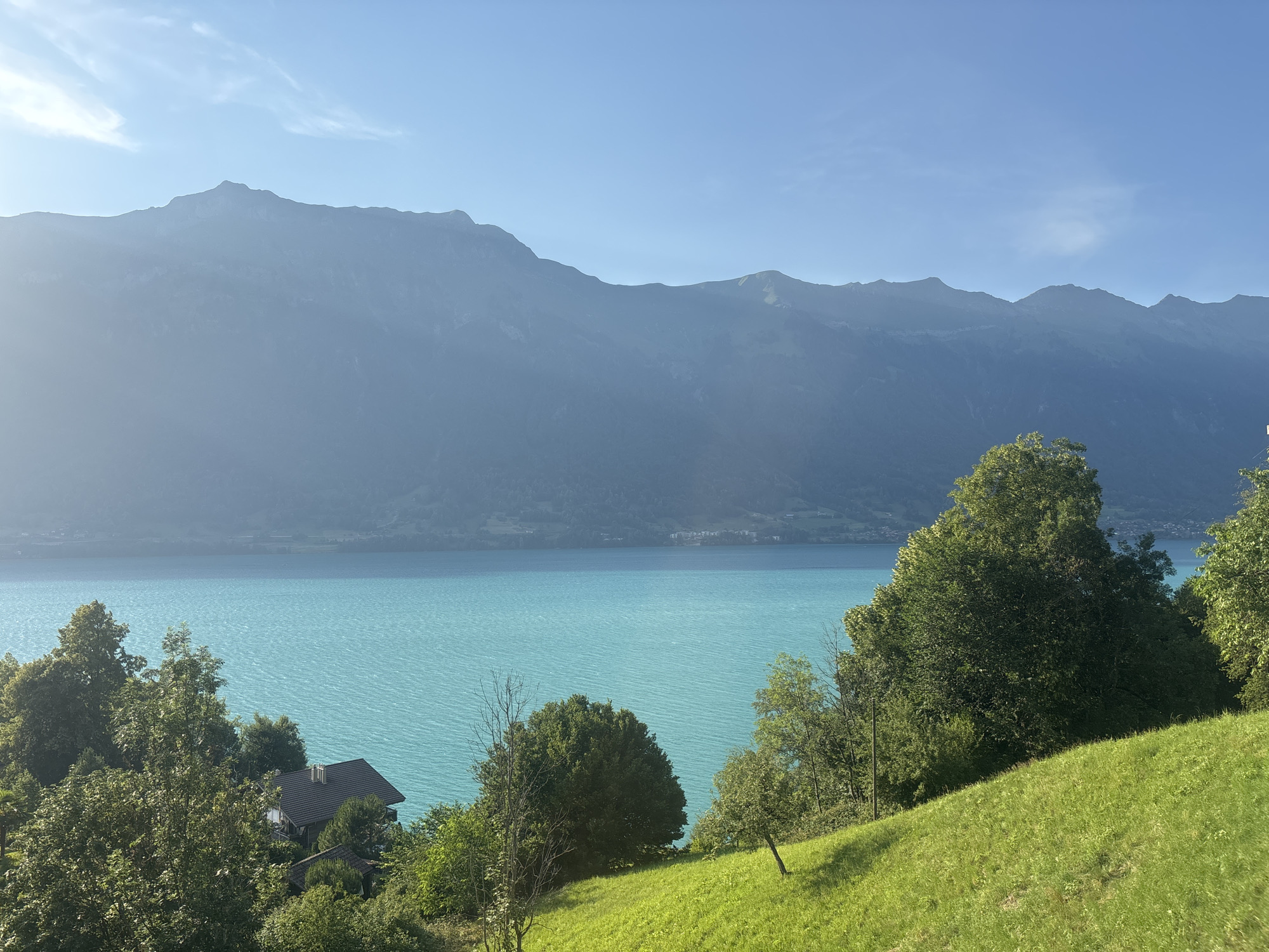 Golden hour at Lake Brienz in Iseltwald, Switzerland