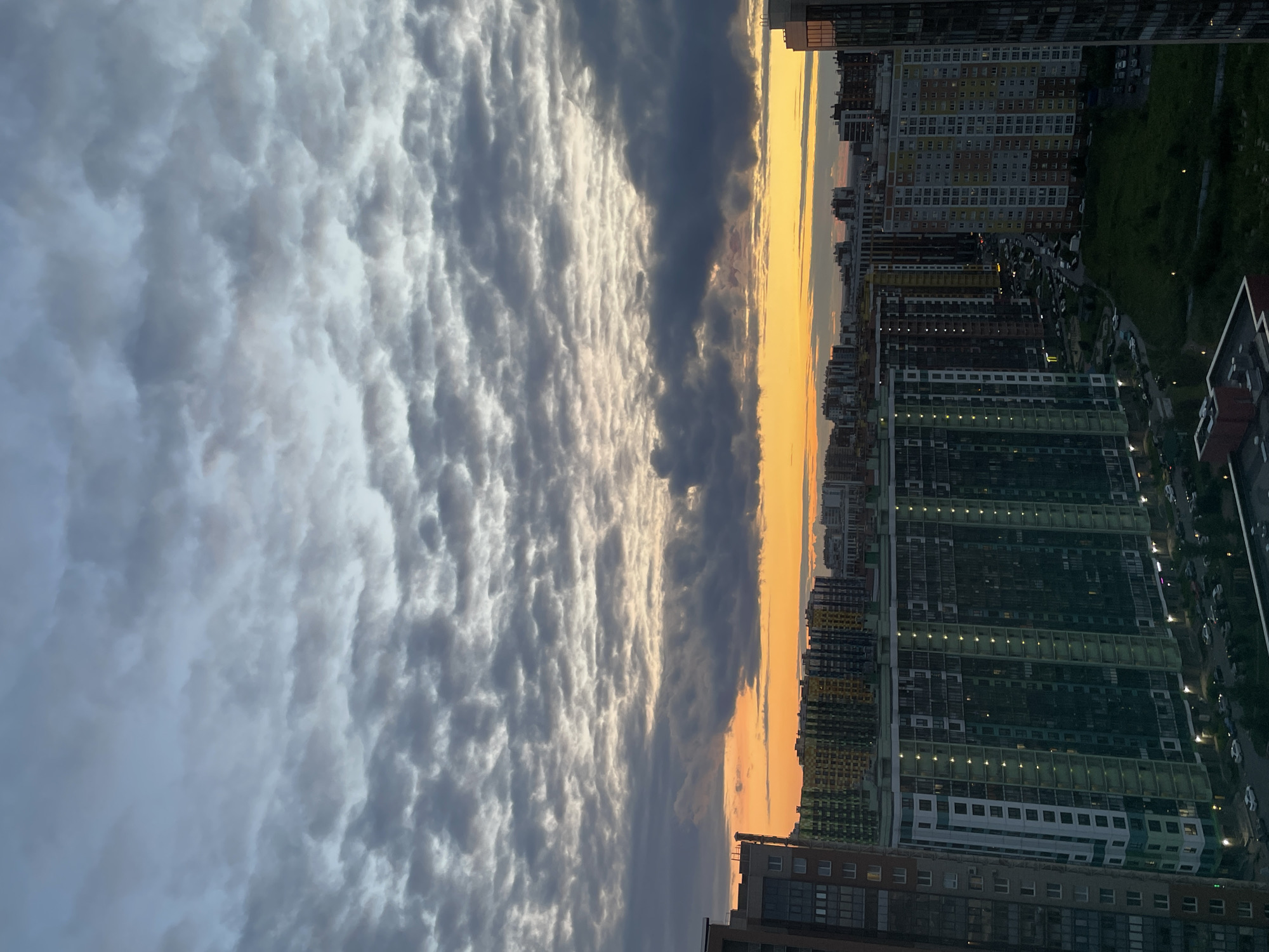 Saint Petersburg skyline at dusk, shot from above