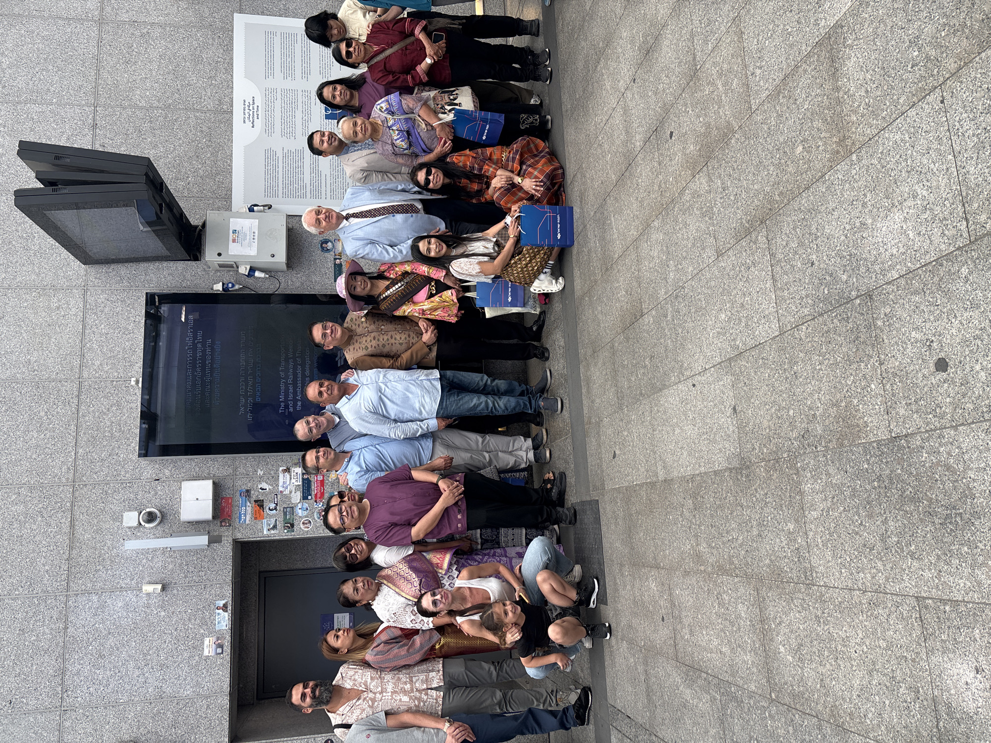 Group photo session captured in Tel Aviv public space